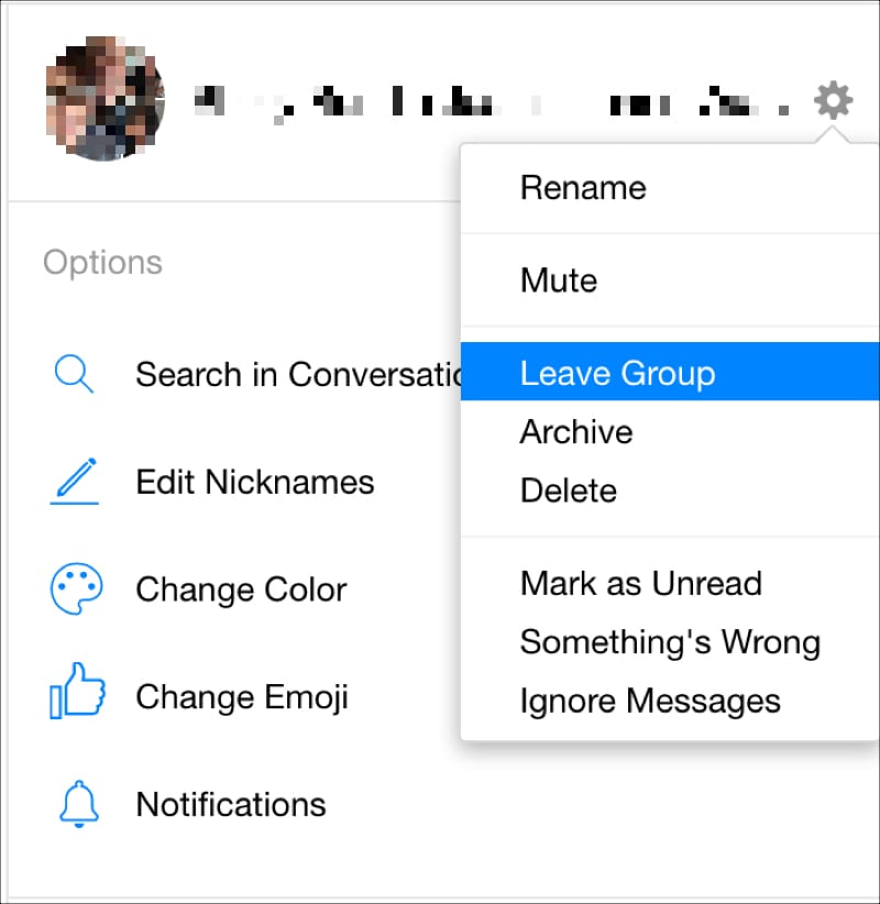 Facebook Messenger Online Leave Group