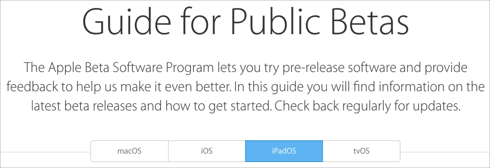 Apple Guide for Public Betas