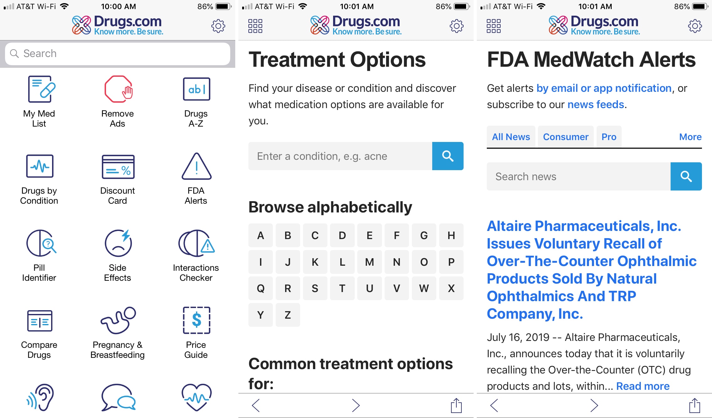 DrugsDotCom app iPhone