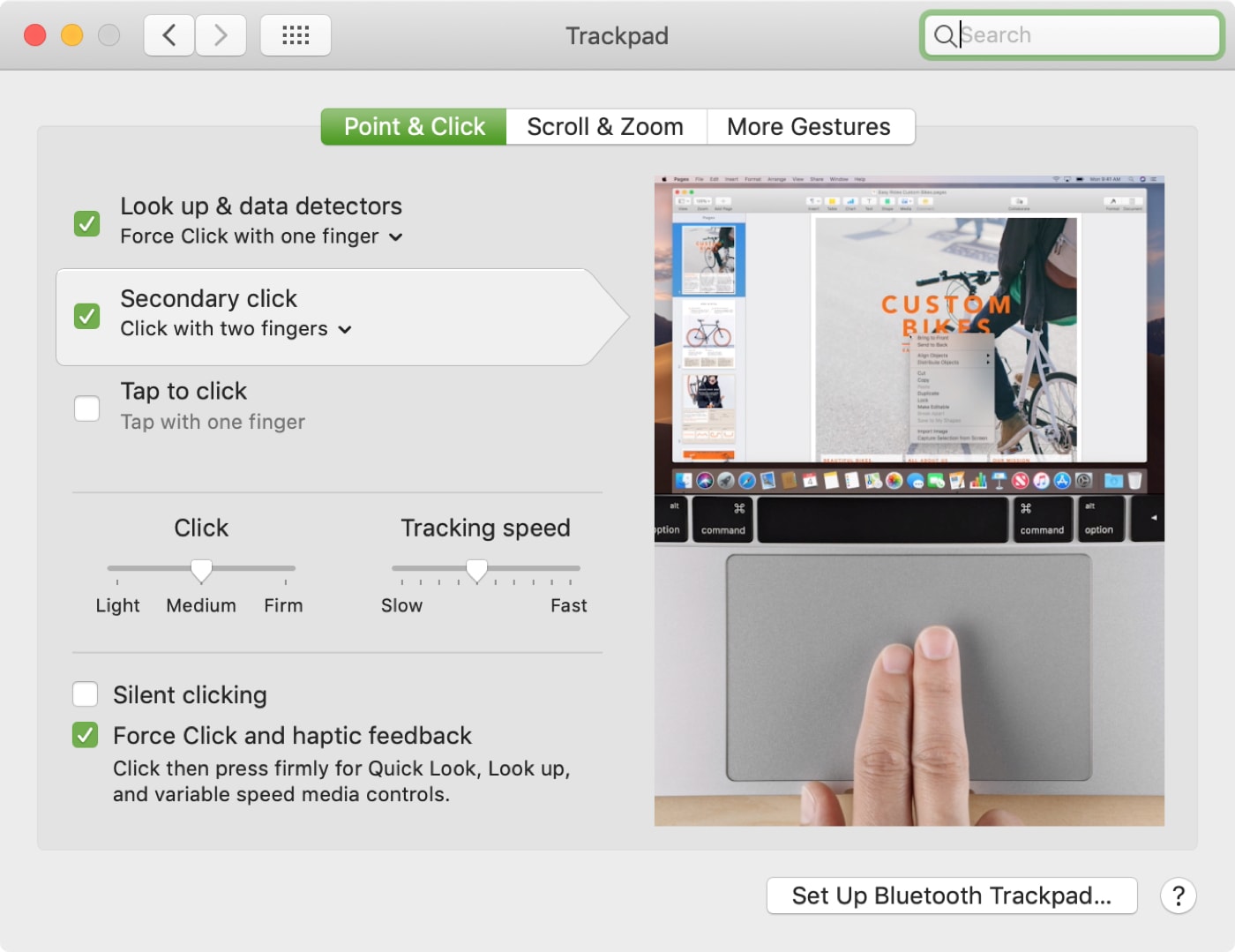 Trackpad Settings Point and Click Mac