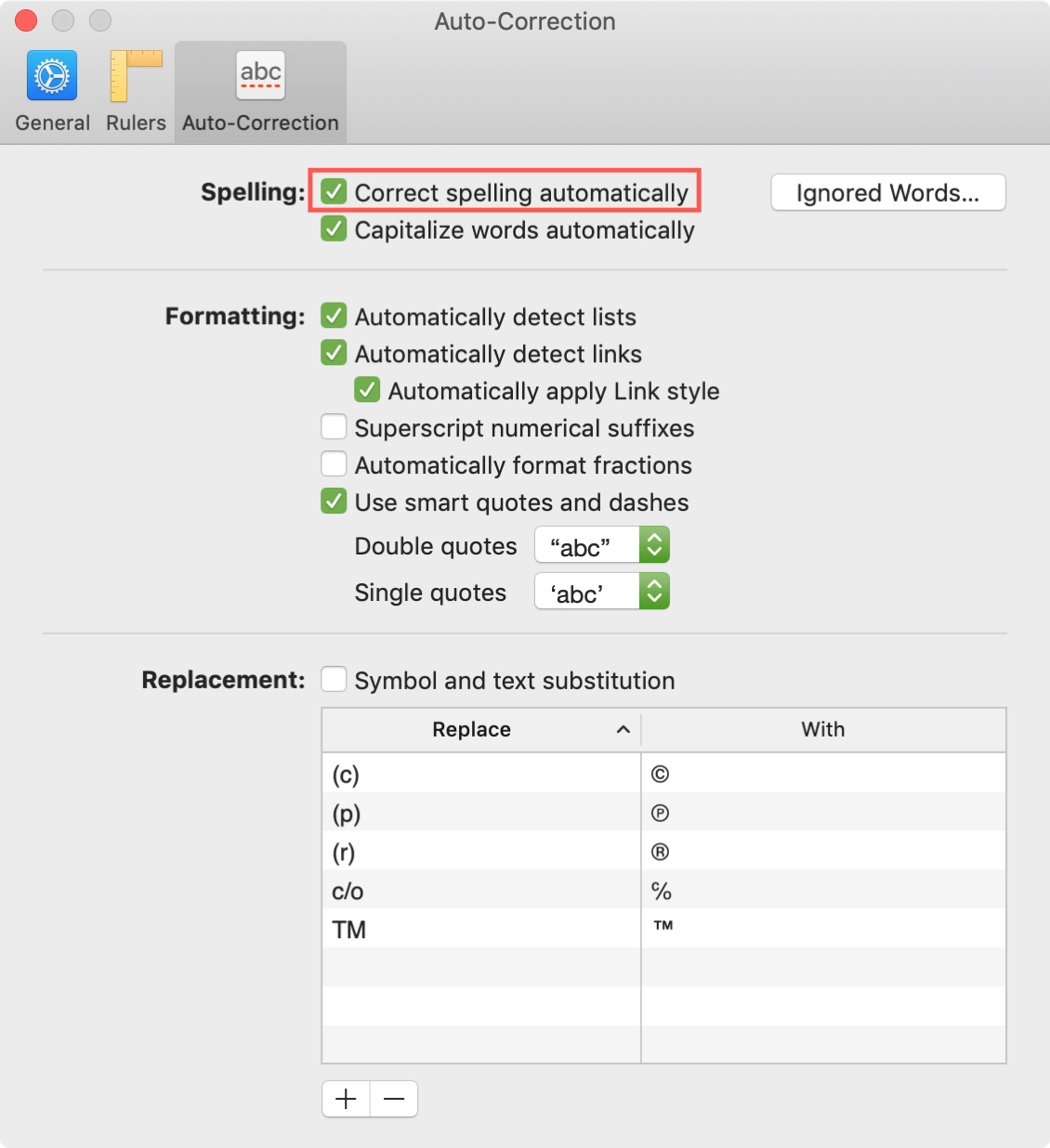 Enable Autocorrection Pages Mac