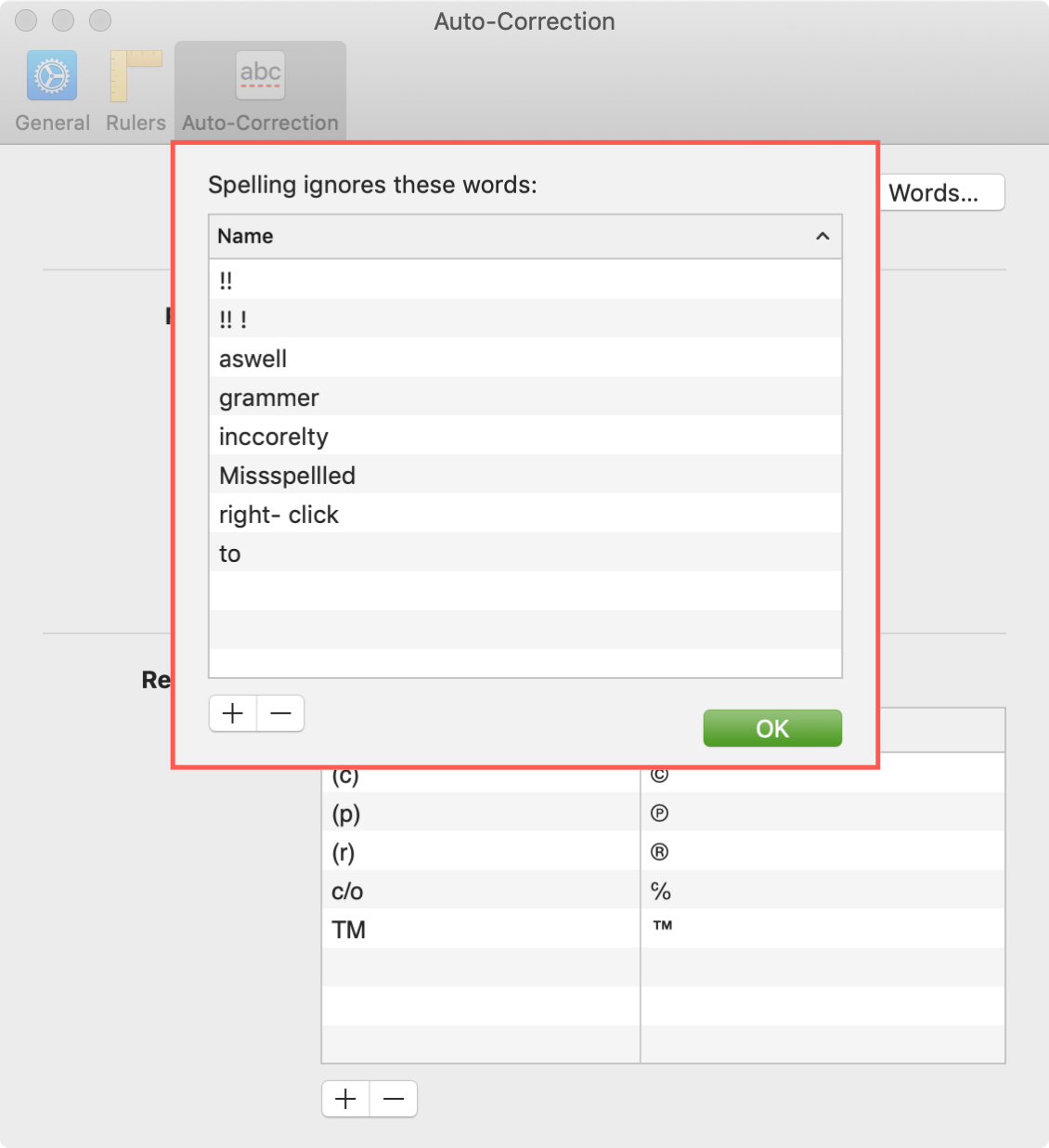Ignored Words Pages Mac