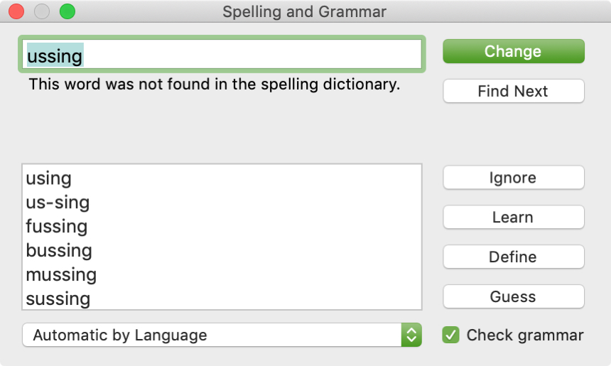 Spelling Grammar Check Popup Window Pages Mac