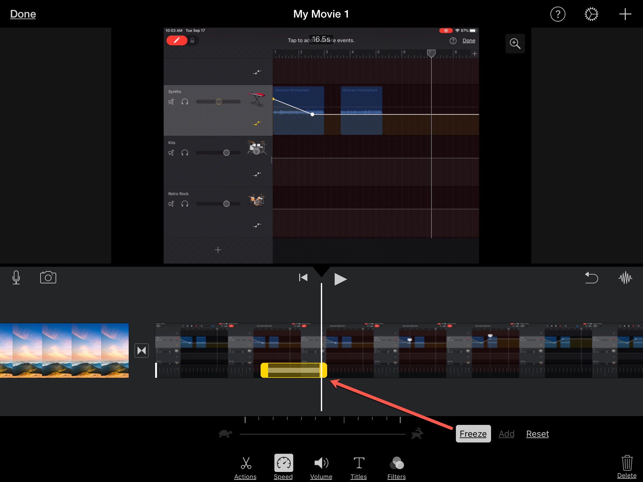 Add Freeze Frame iMovie iPad