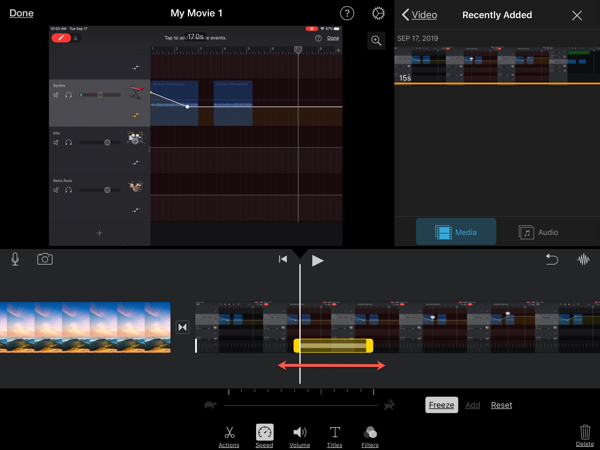 Adjust Freeze Frame iMovie iPad