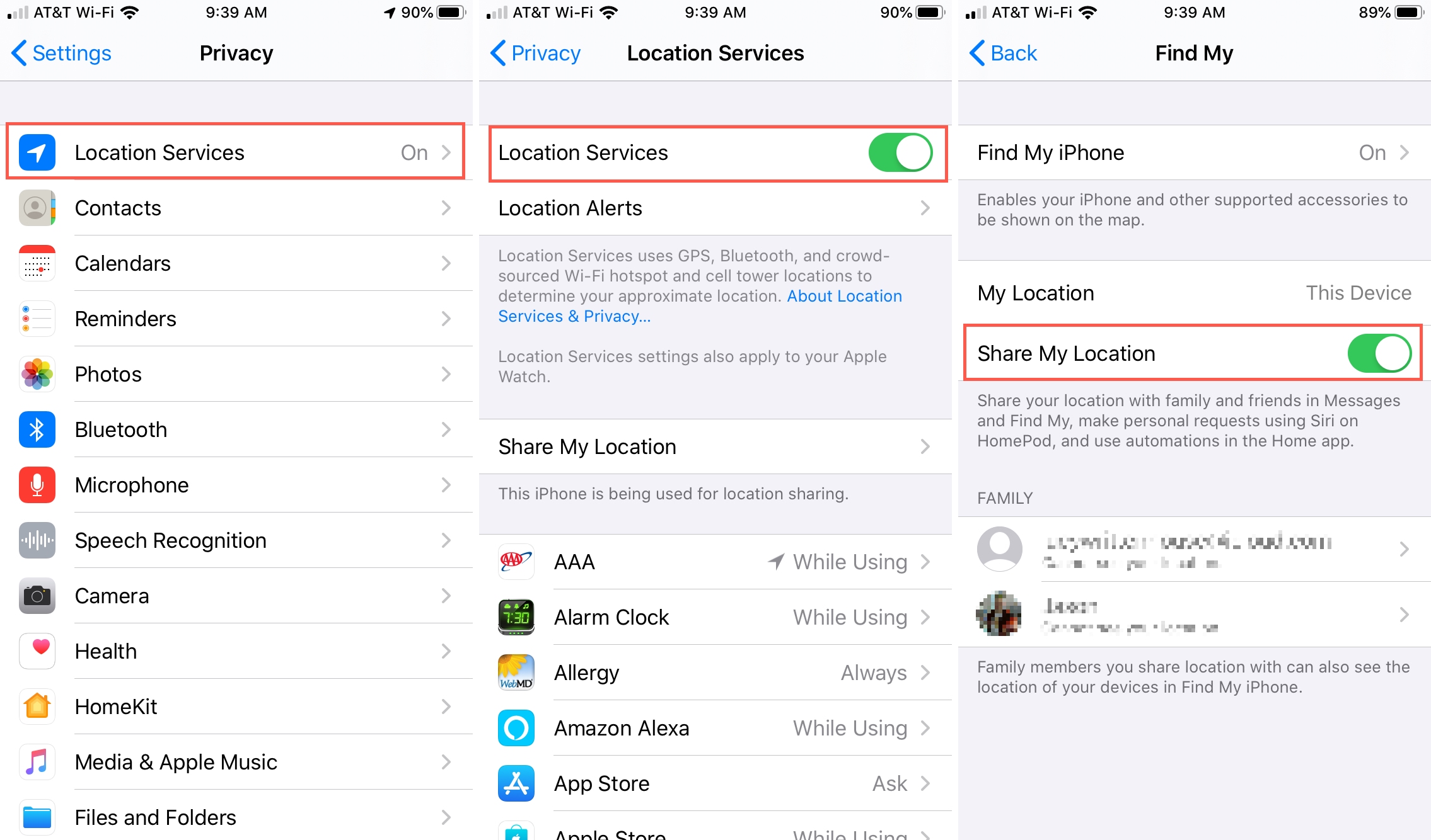 Enable Location Services for Find My