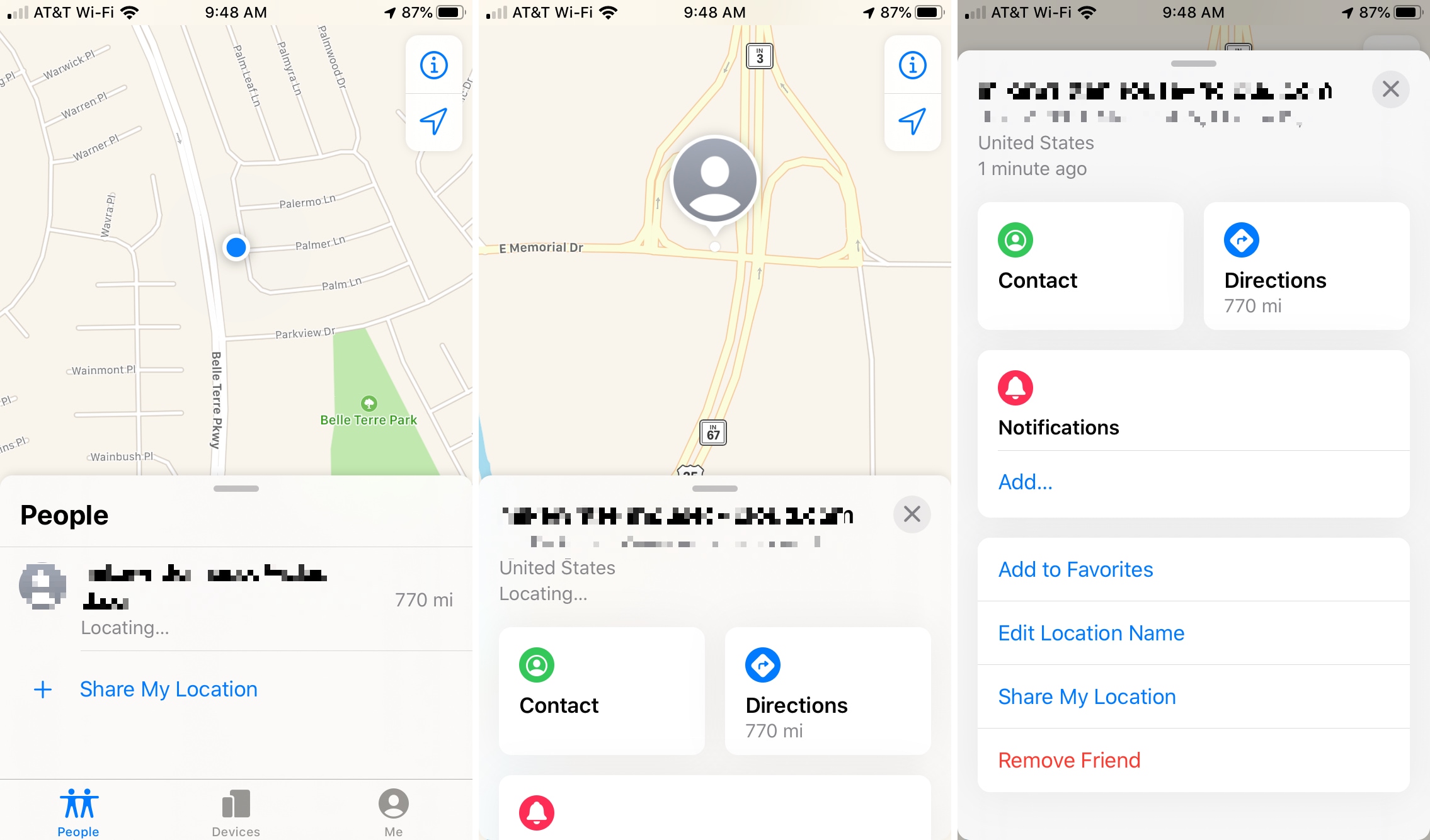 Find My app People on iPhone