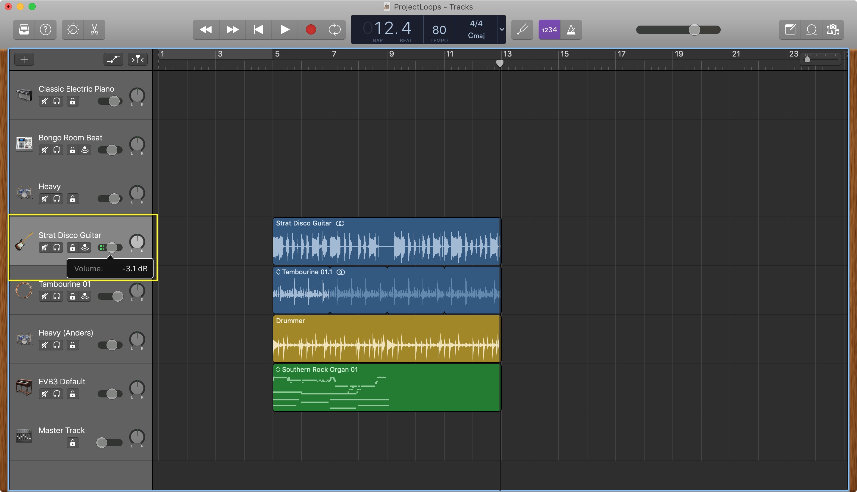 GarageBand Adjust Track Volume Mac