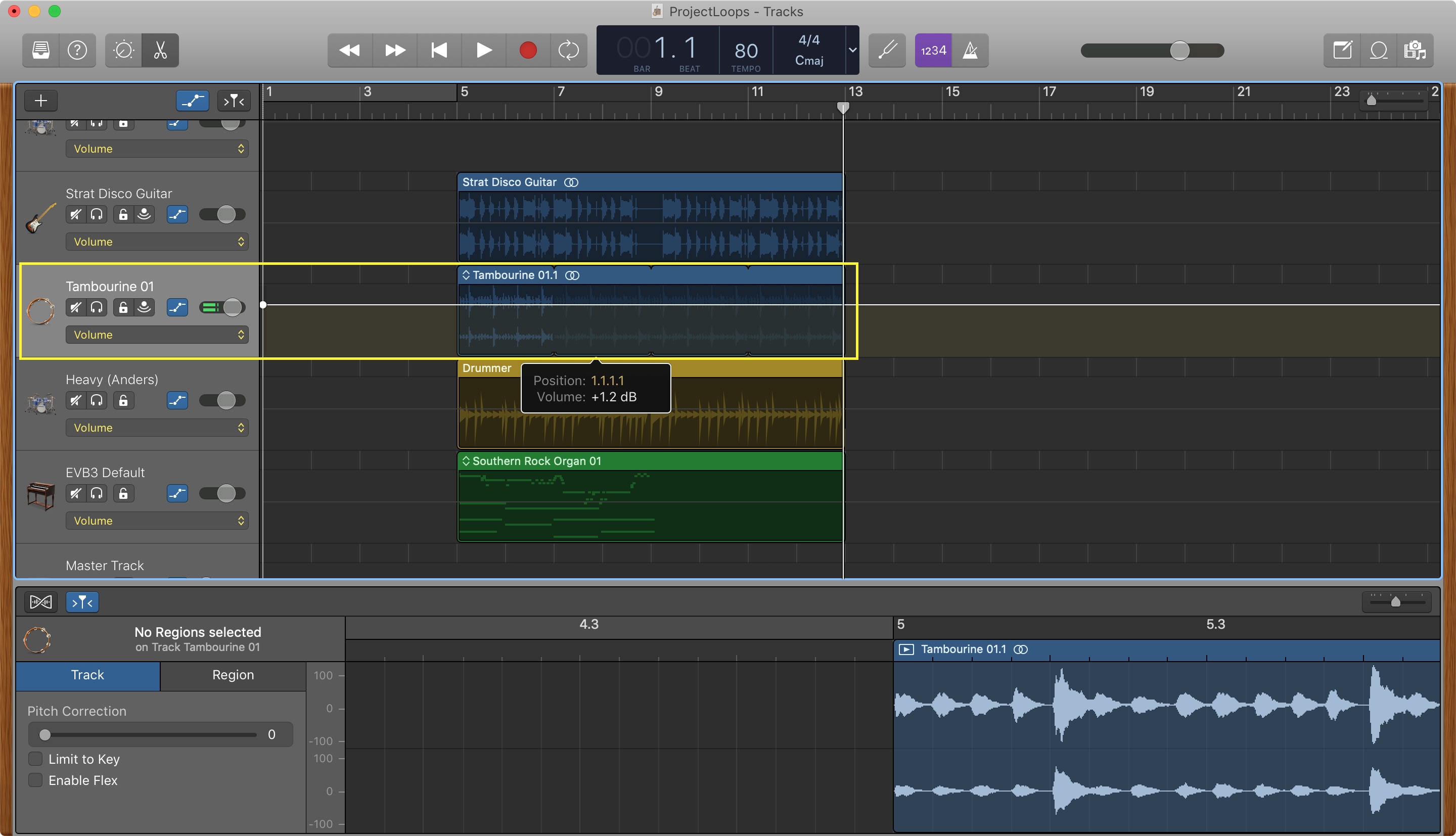 GarageBand Change Track Volume Mac