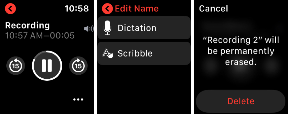 Listen Rename Delete  Apple Watch