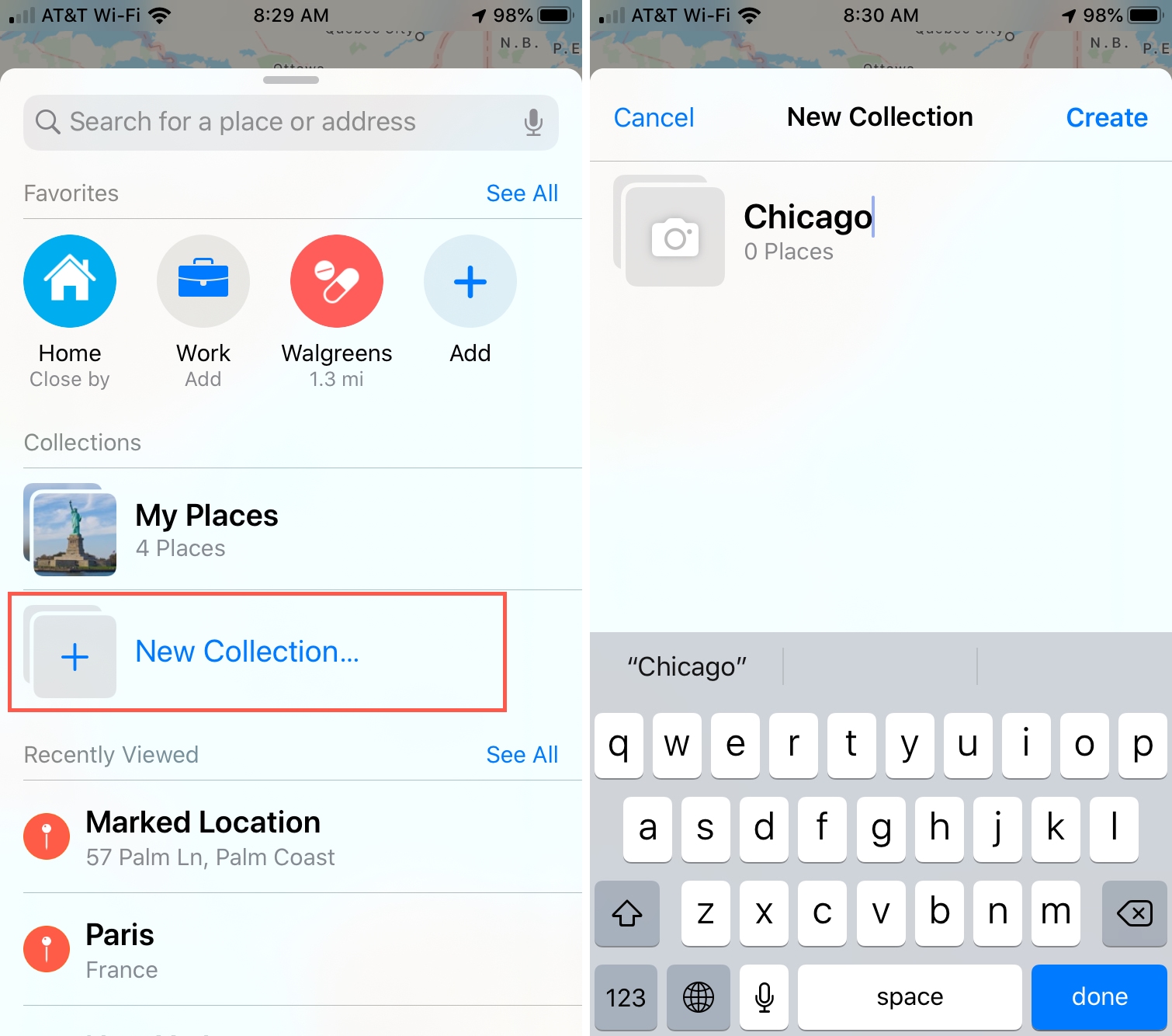 Maps Create Collection