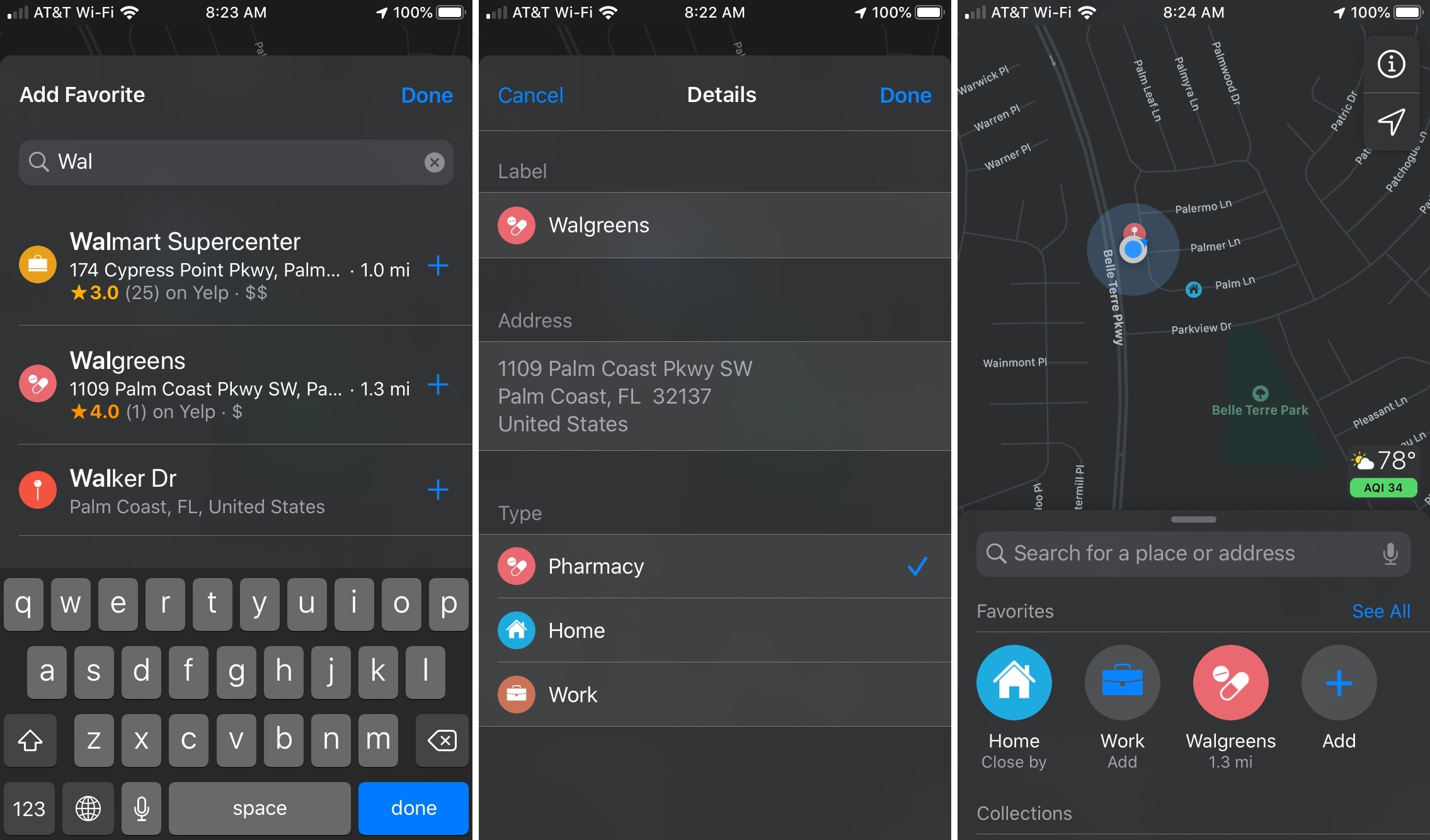 Maps Favorites from Location