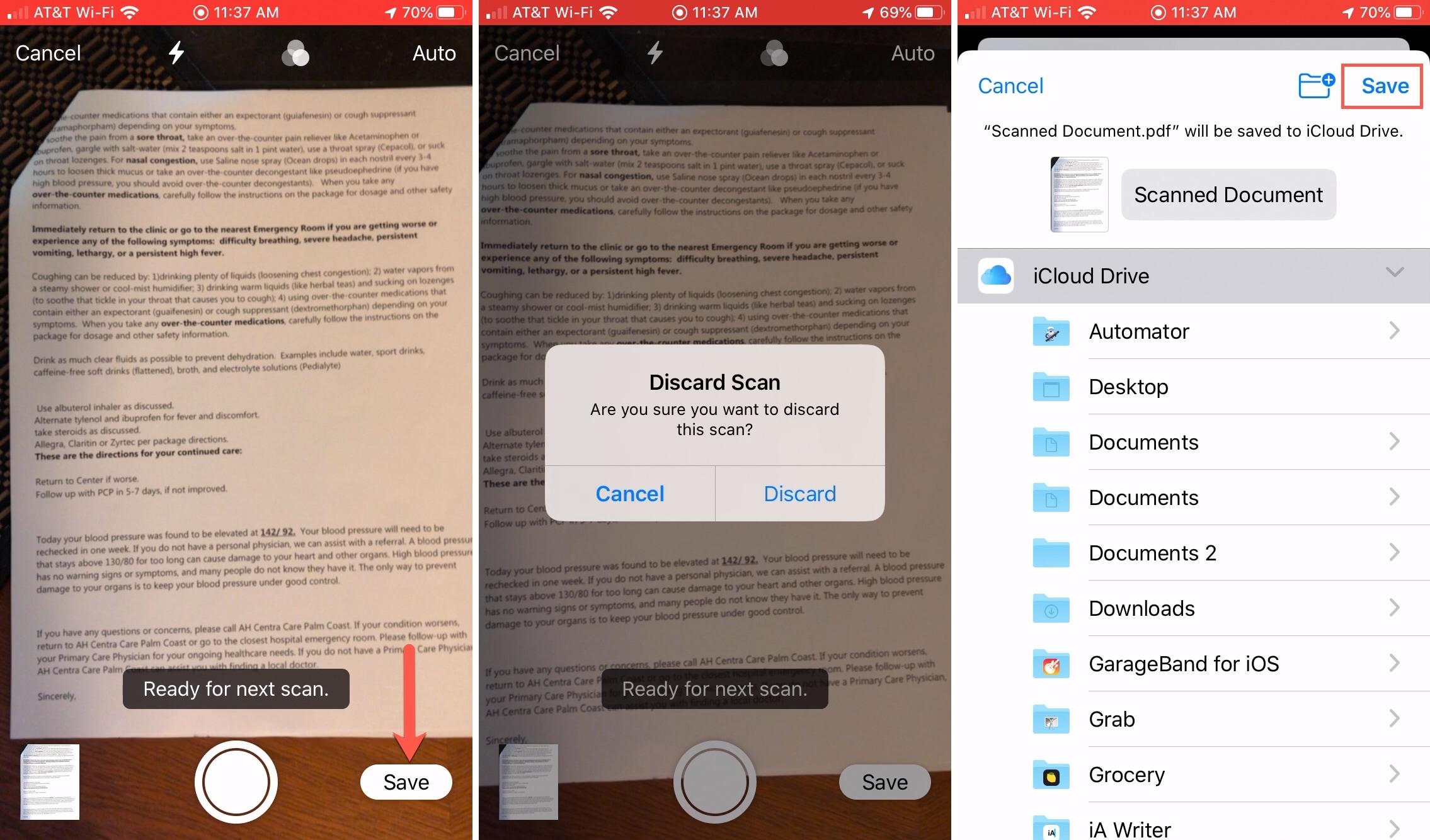 Save Scanned Documents Files App iPhone