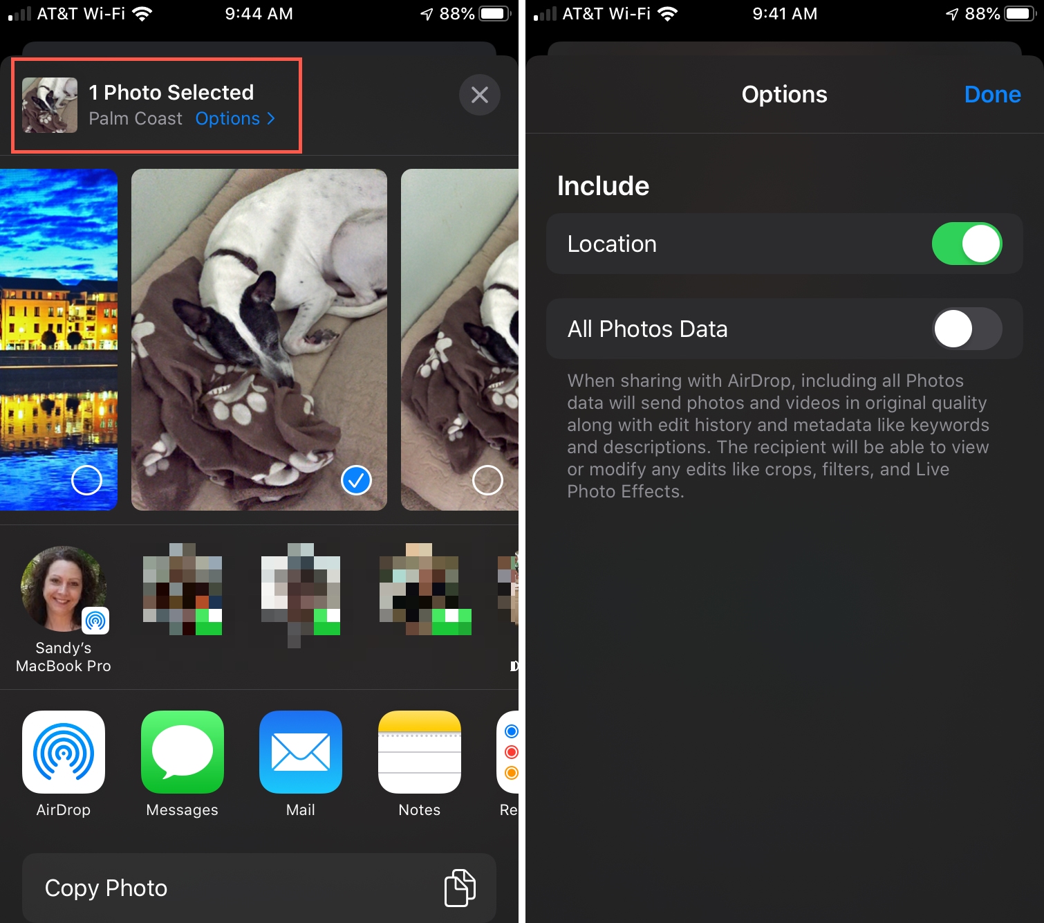 Share Photo Location iPhone