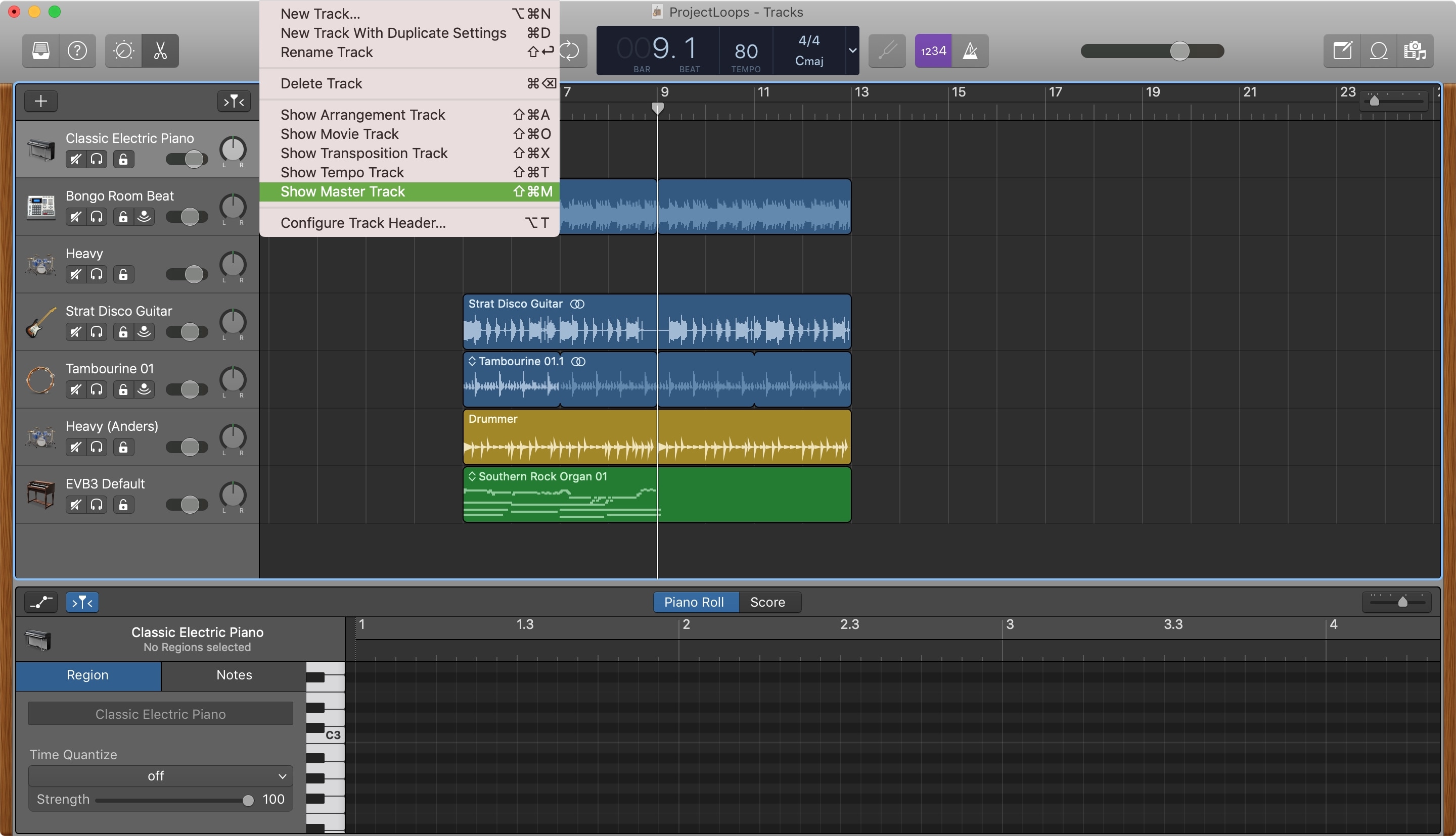 Show Master Track GarageBand Mac