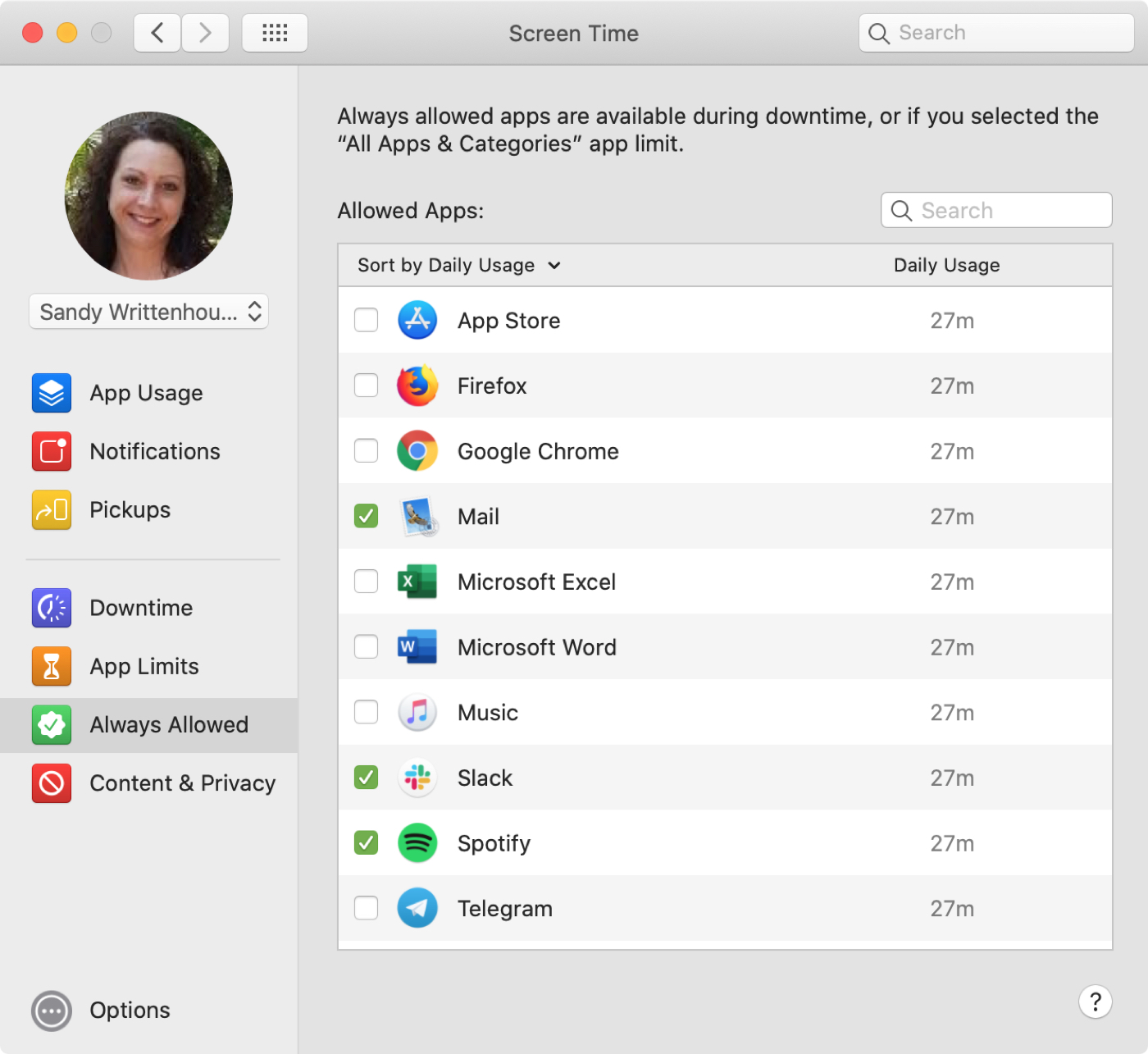Screen Time Always Allowed on Mac
