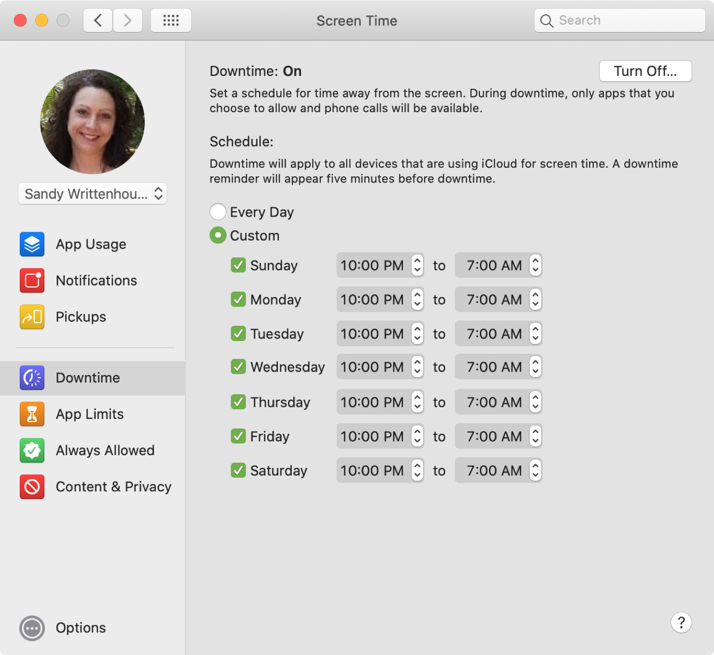 Screen Time Downtime on Mac