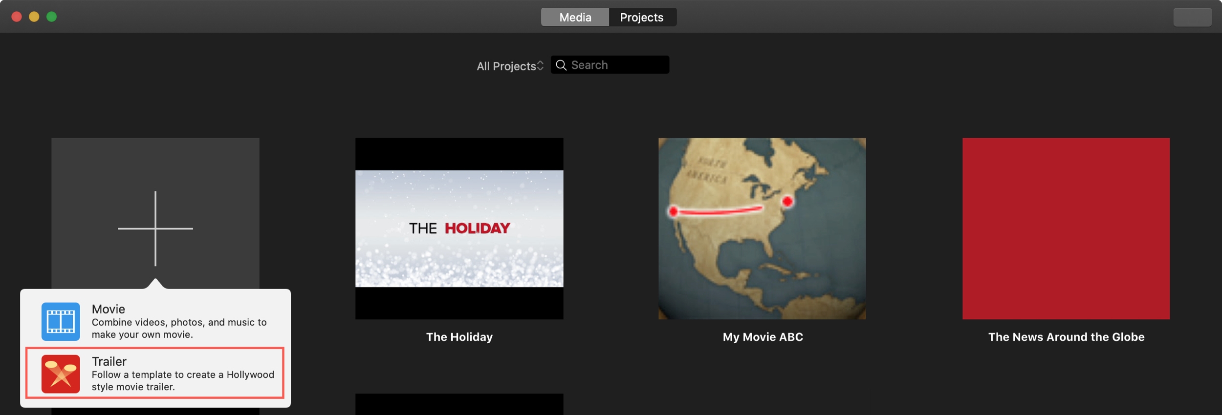 Add New Trailer iMovie Mac