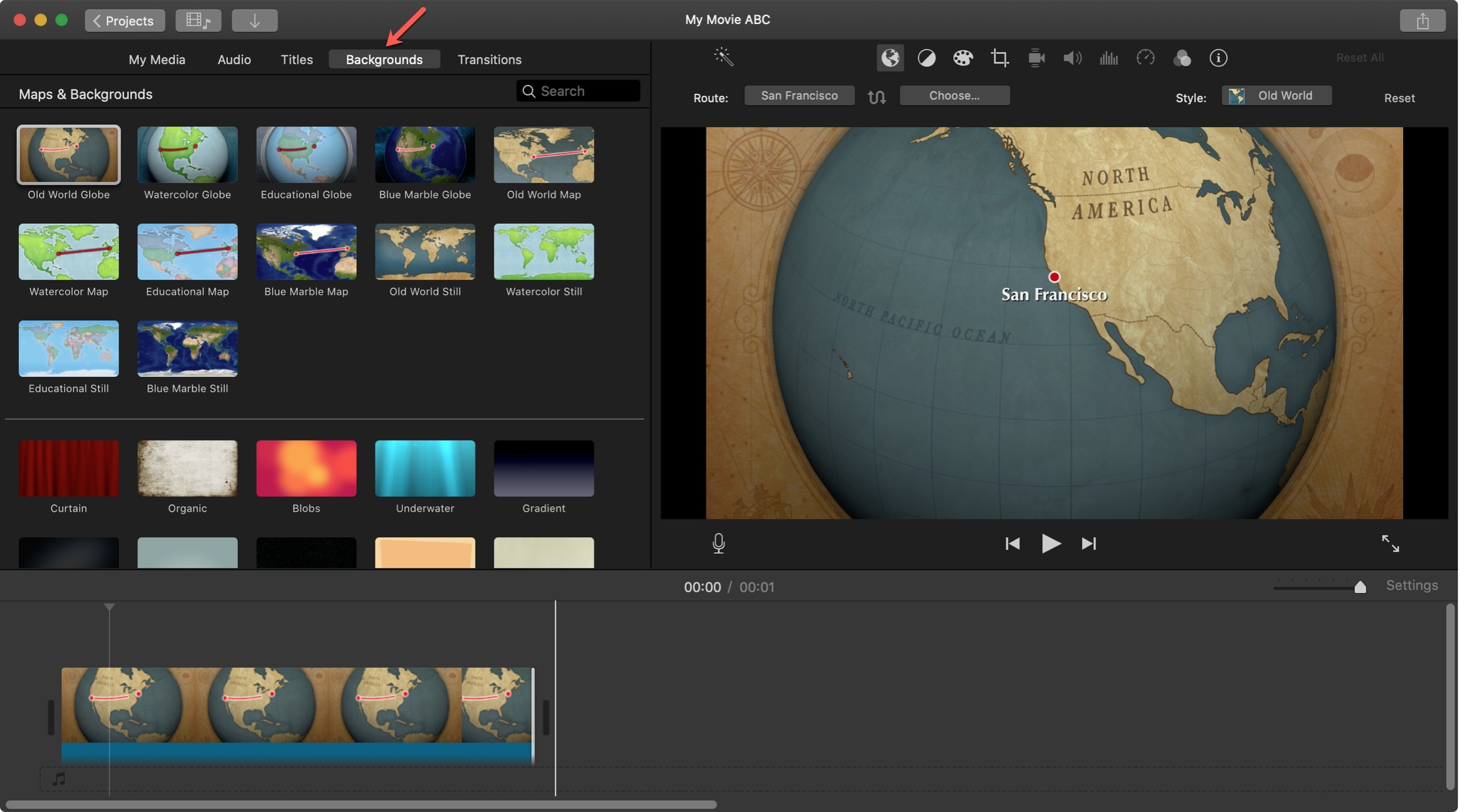 Add animated map background iMovie Mac