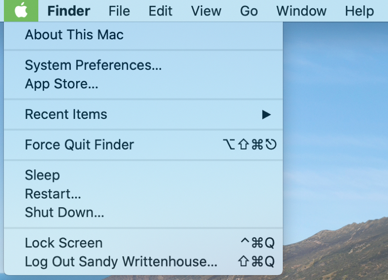 Apple menu in Menu Bar Mac