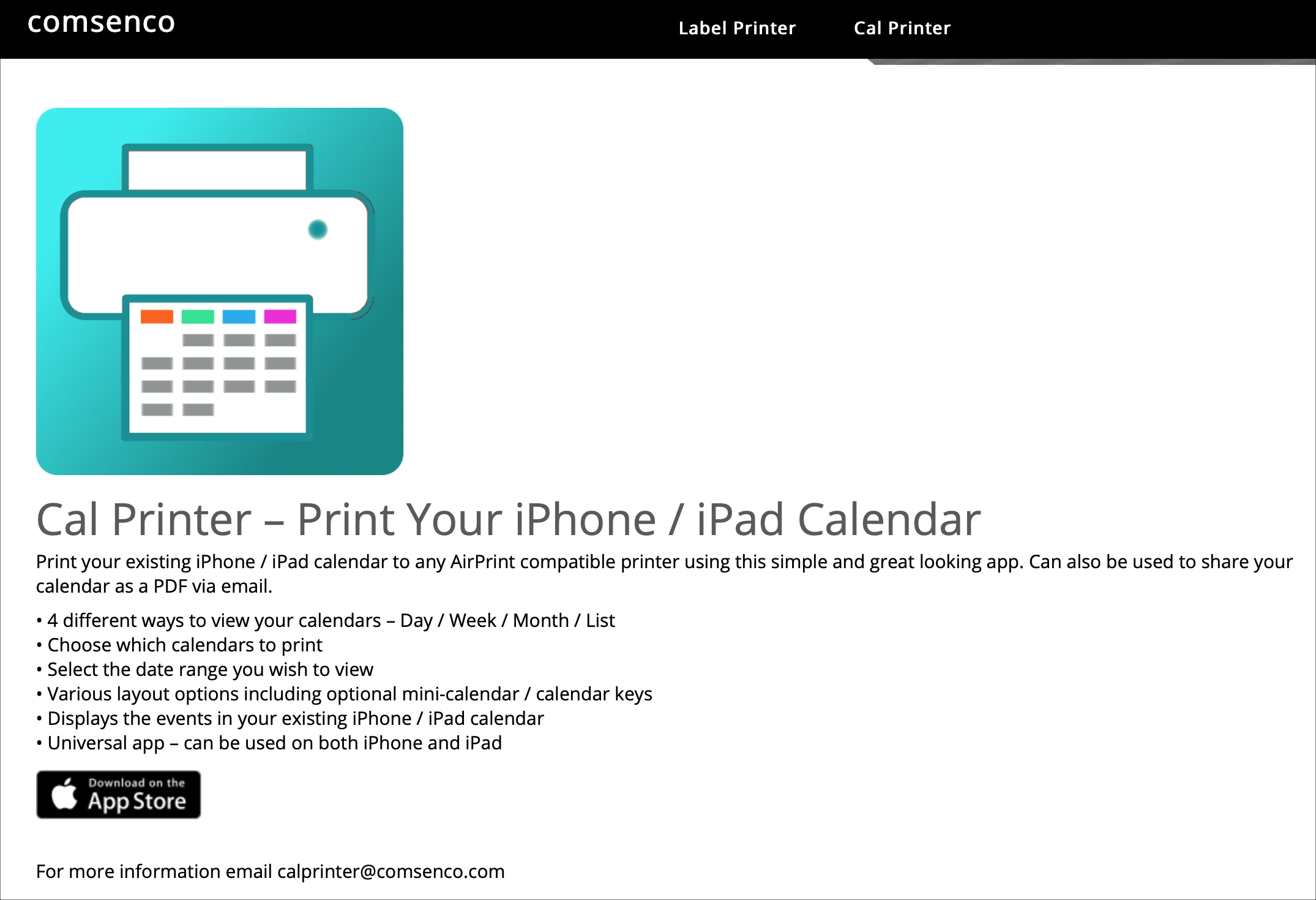 Cal Printer for iPhone iPad