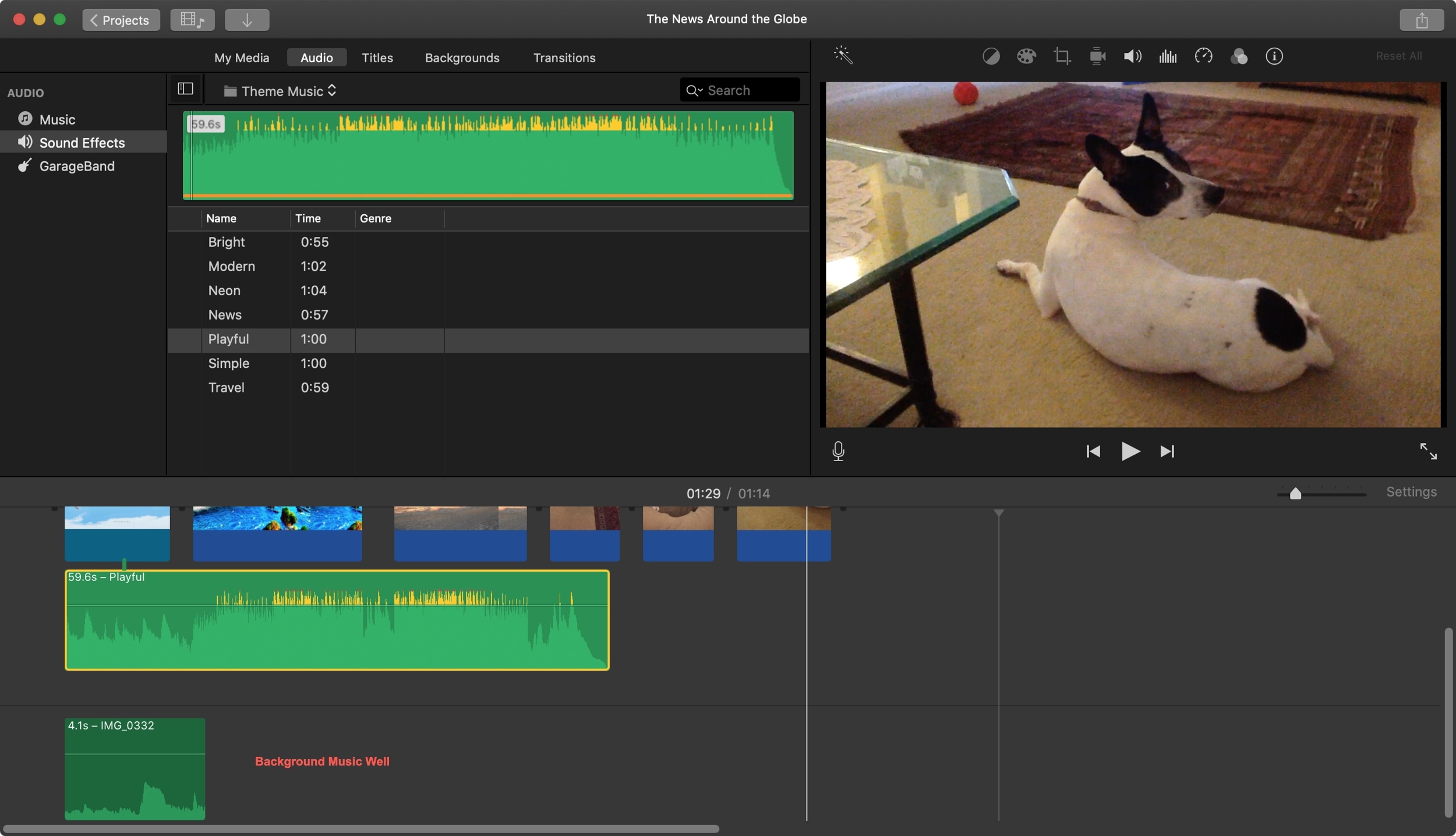 Move to Background Music Well iMovie Mac