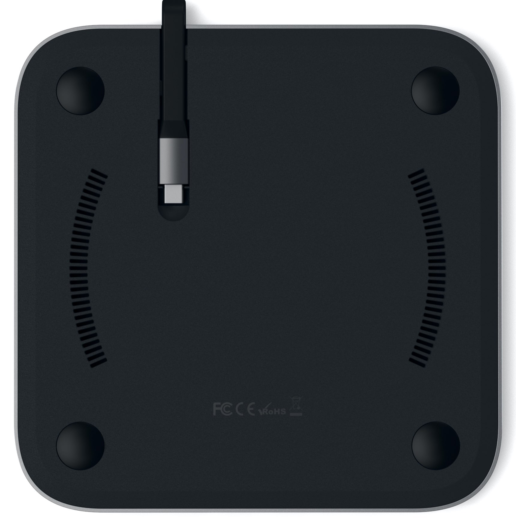 Type-C Aluminum Stand & Hub underside showing cable management