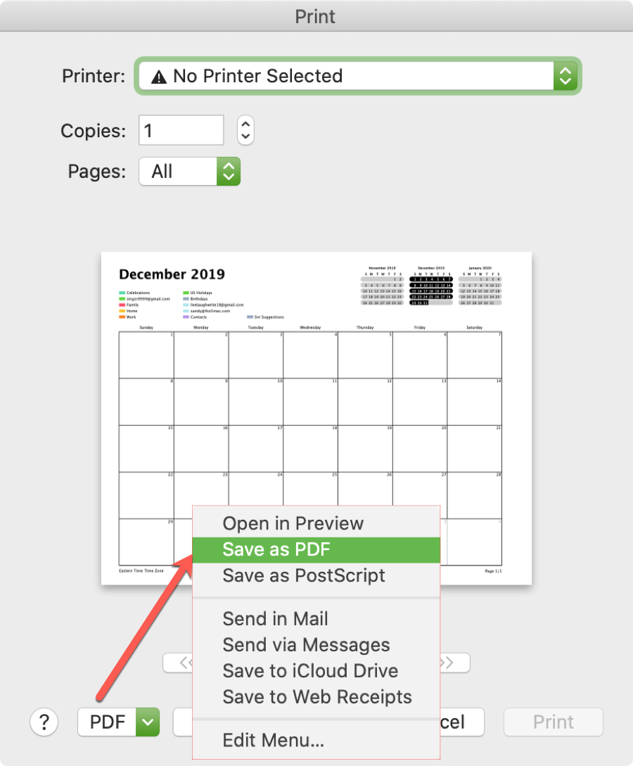 Save Calendar on Mac