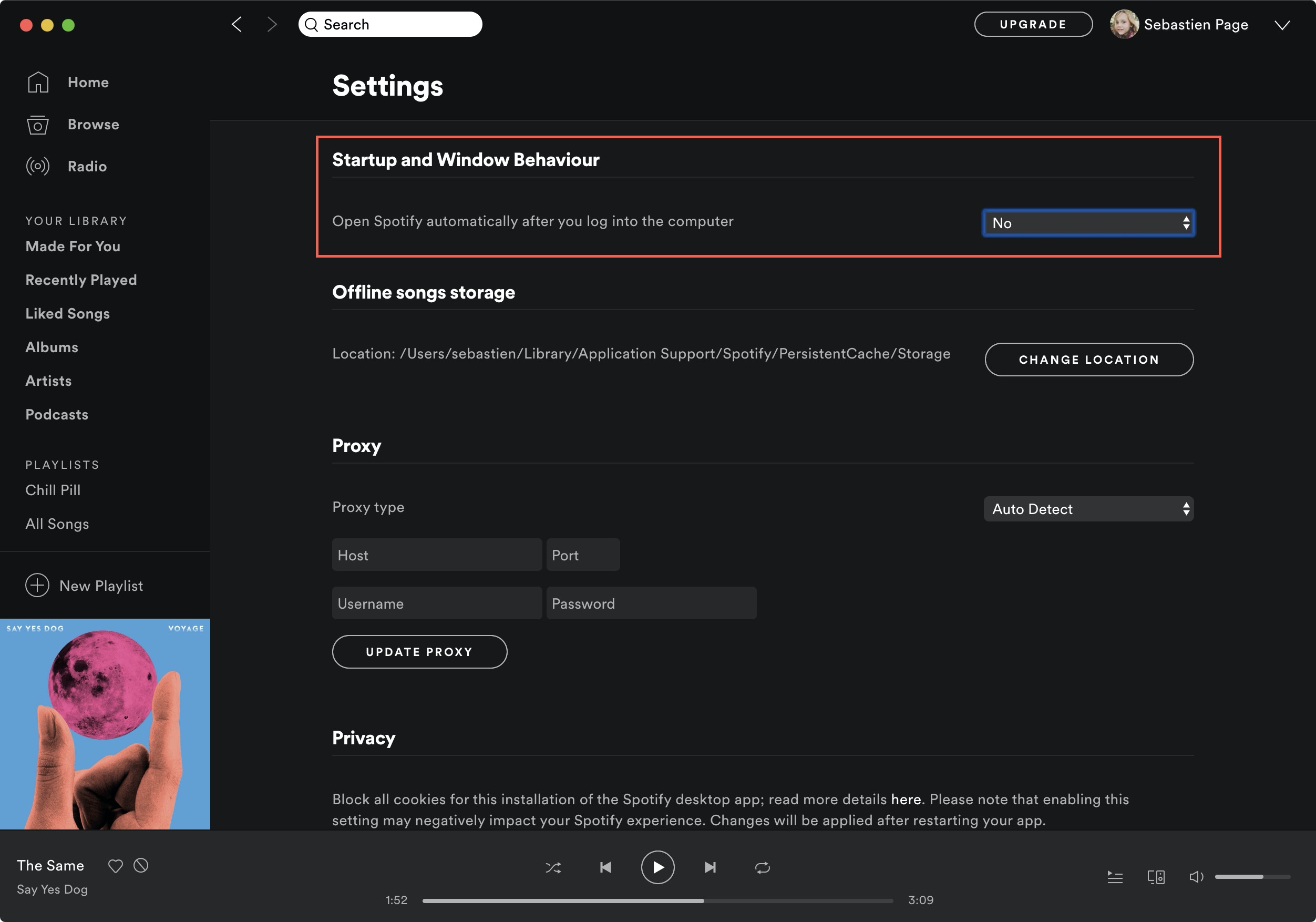 Spotify Startup Window Behavior