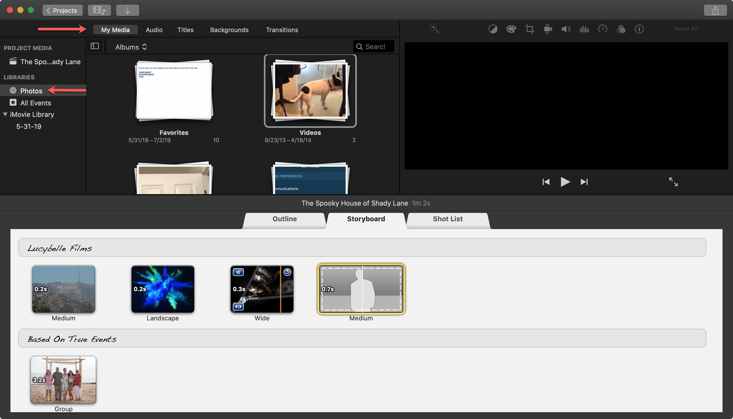 iMovie Storyboard Mac