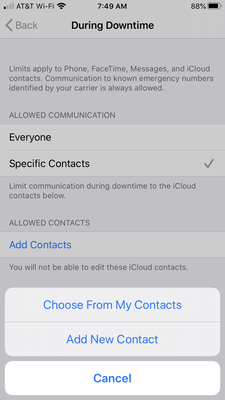 Communication Limits during Downtime Contacts
