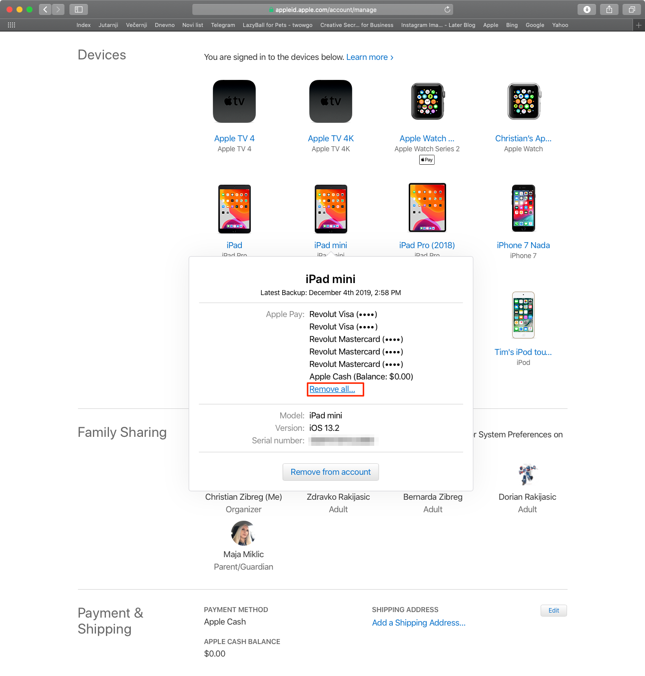 Remove all Apple Pay cards disable