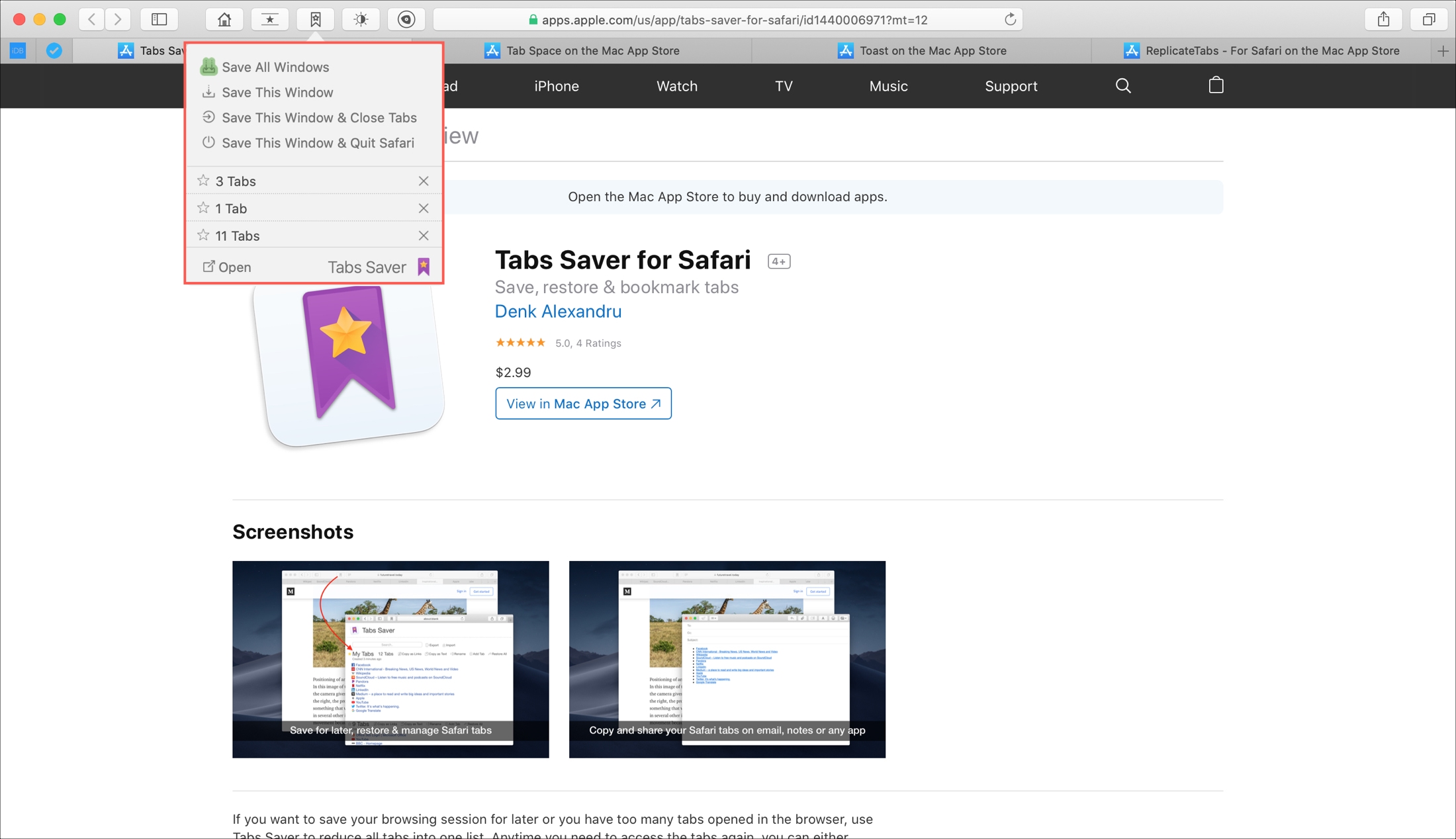 safari tab saver