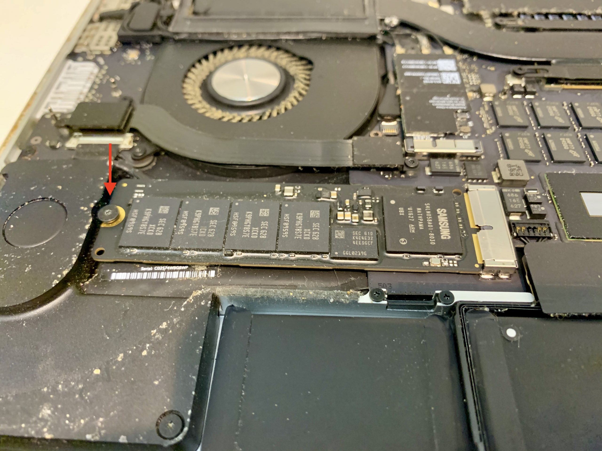 SSD screw location