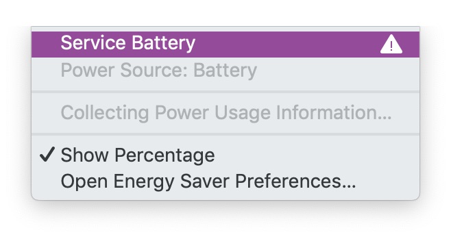 Service battery warning