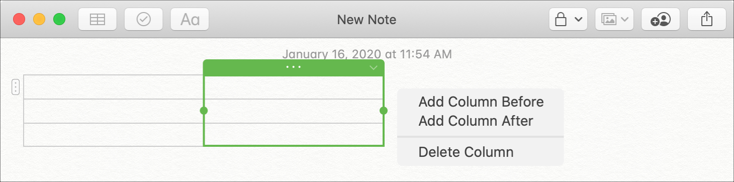 Add Column Table Notes Mac