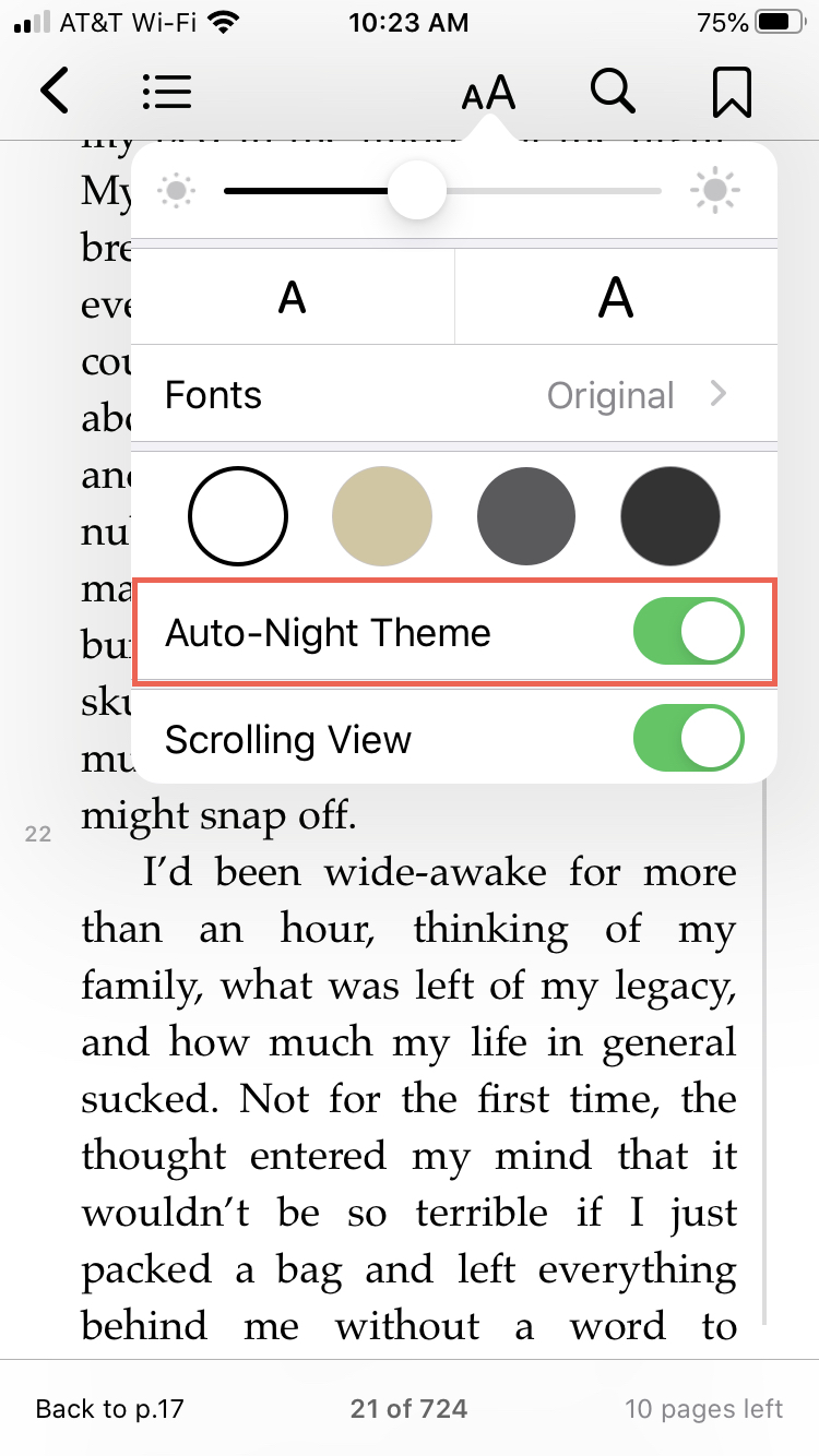 Books Auto-Night Theme iPhone