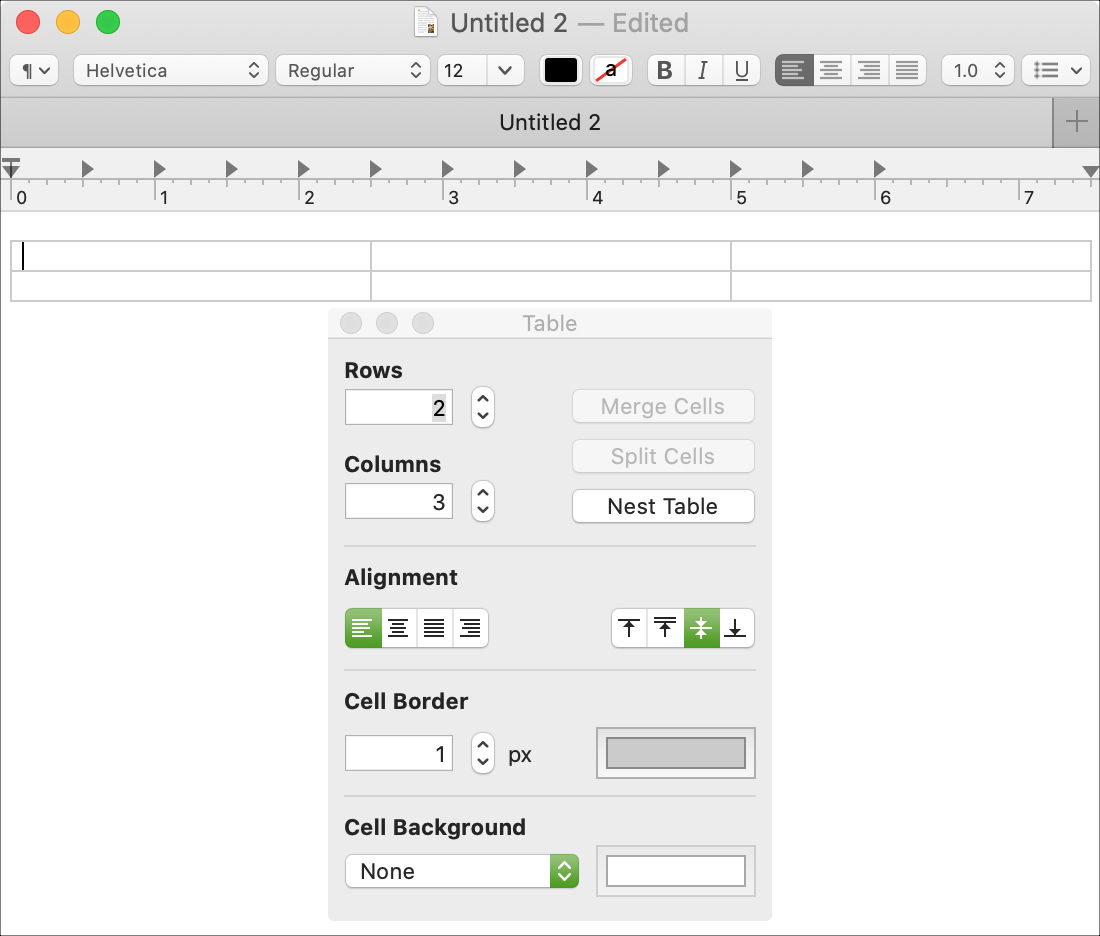 Create Table TextEdit Mac