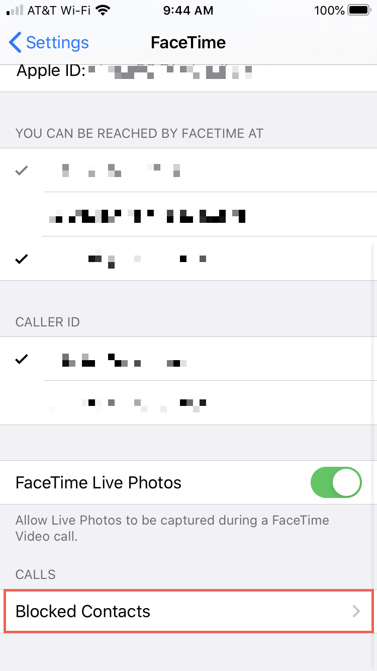 FaceTime Blocked Contacts iPhone