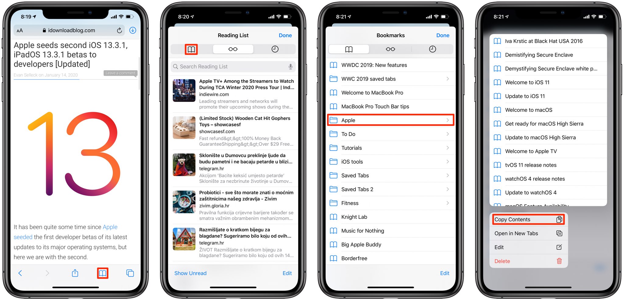 copy favorite website URLs safari iPhone