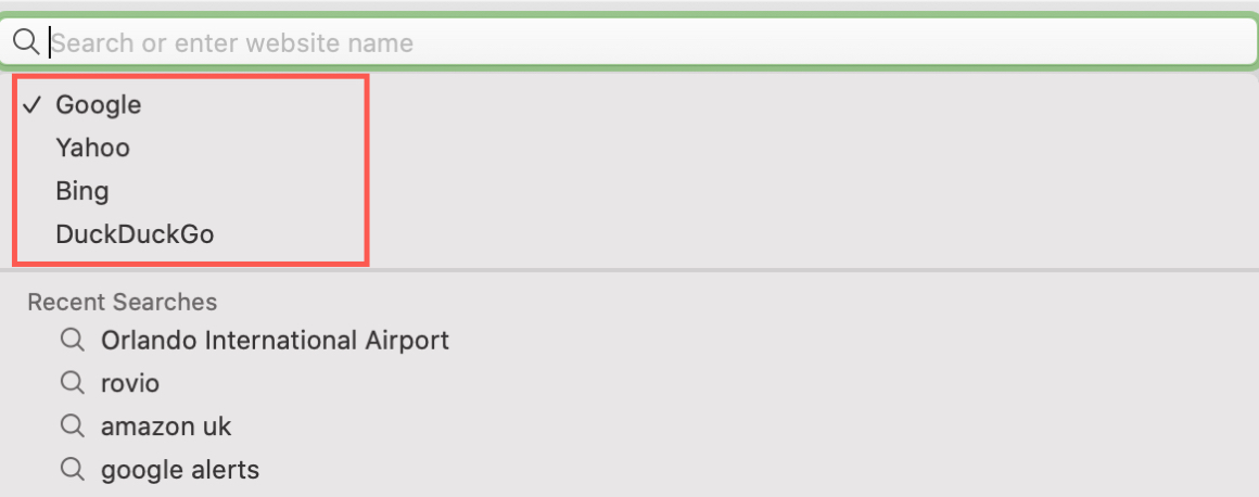 Safari Search Engines Mac