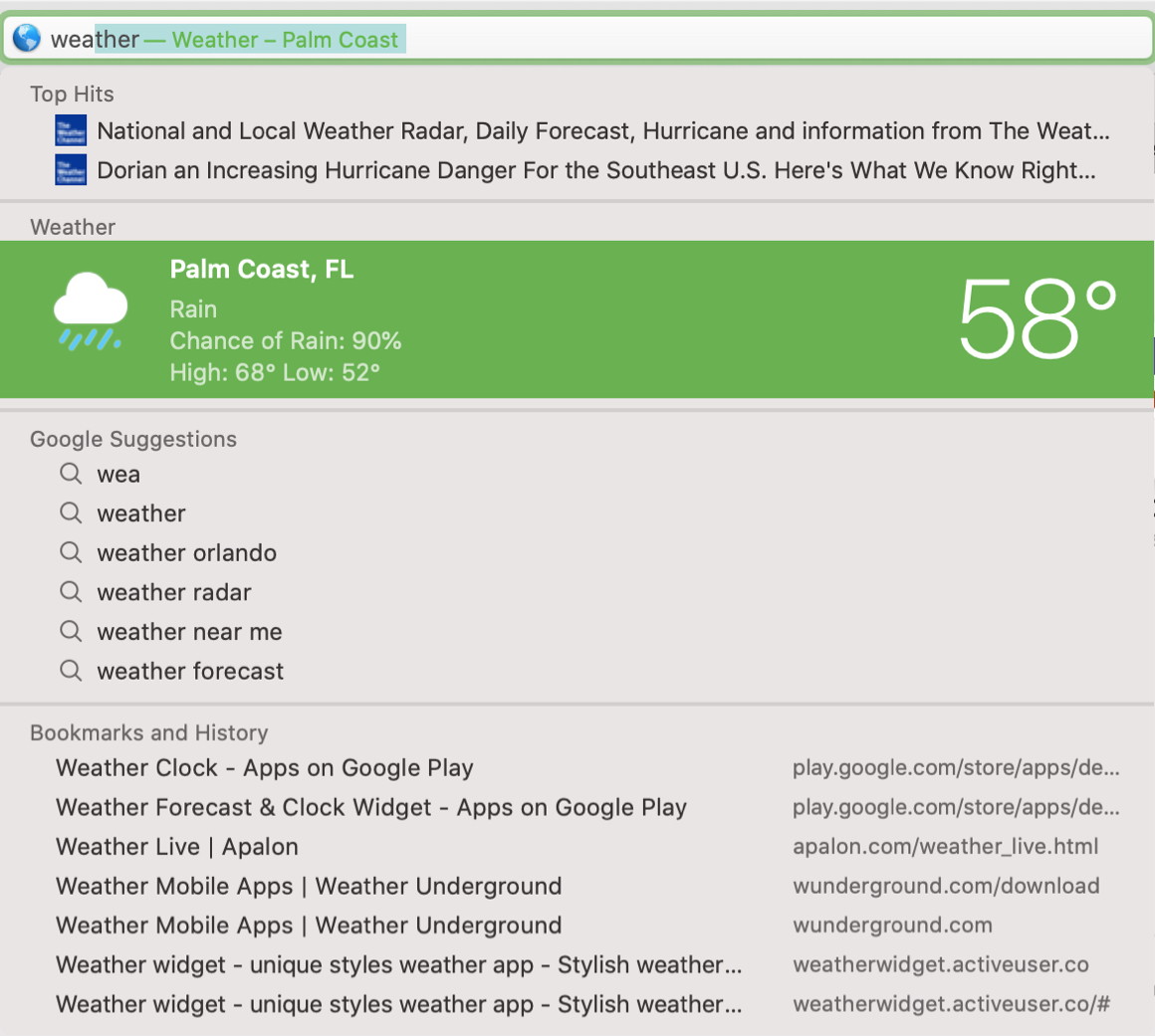 Safari Search Weather Mac