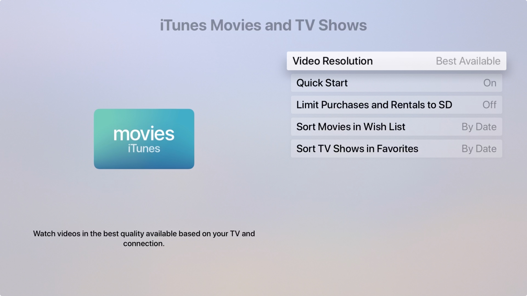 Apple TV iTunes app