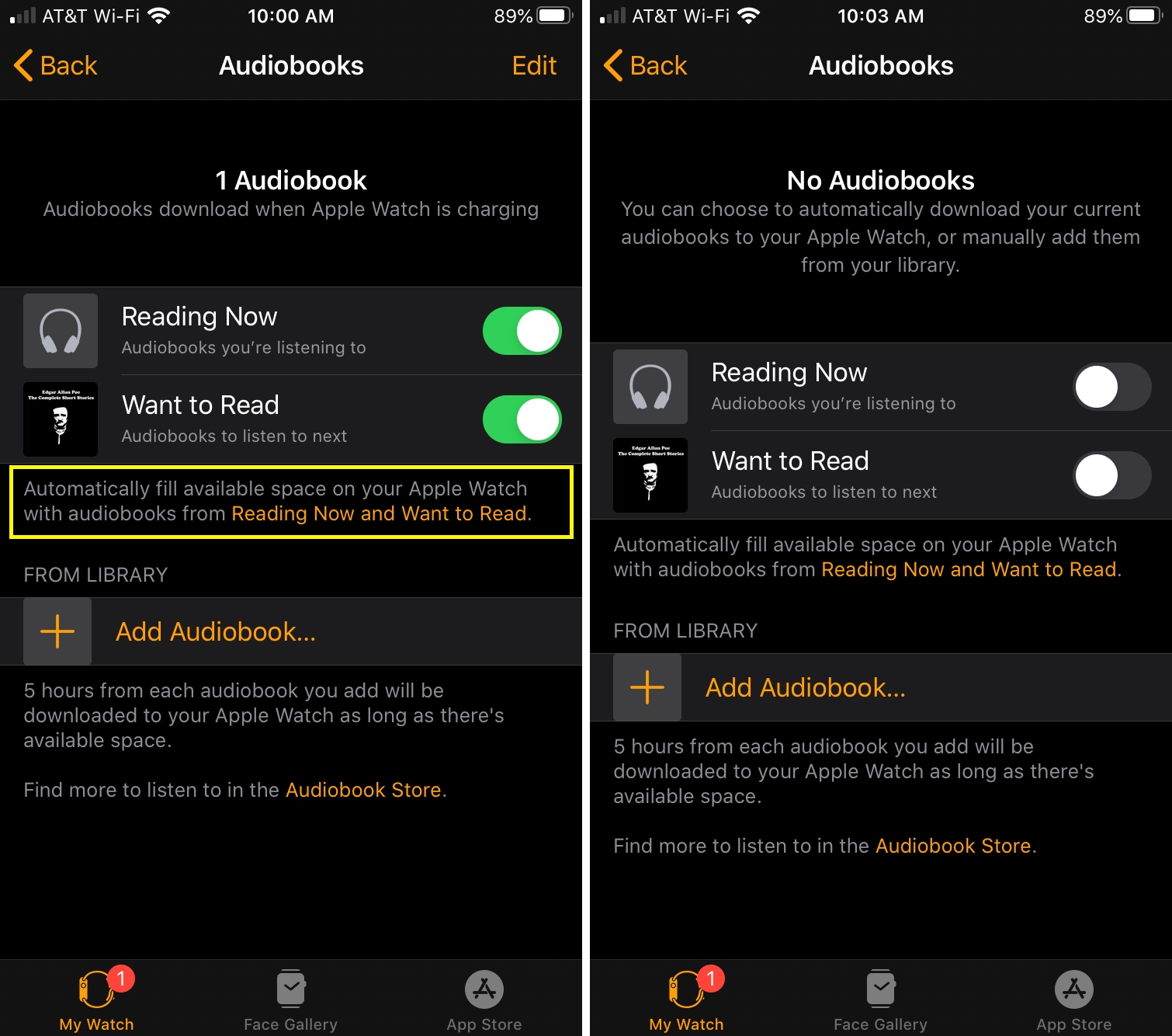 Disable Audiobook Downloads Apple Watch