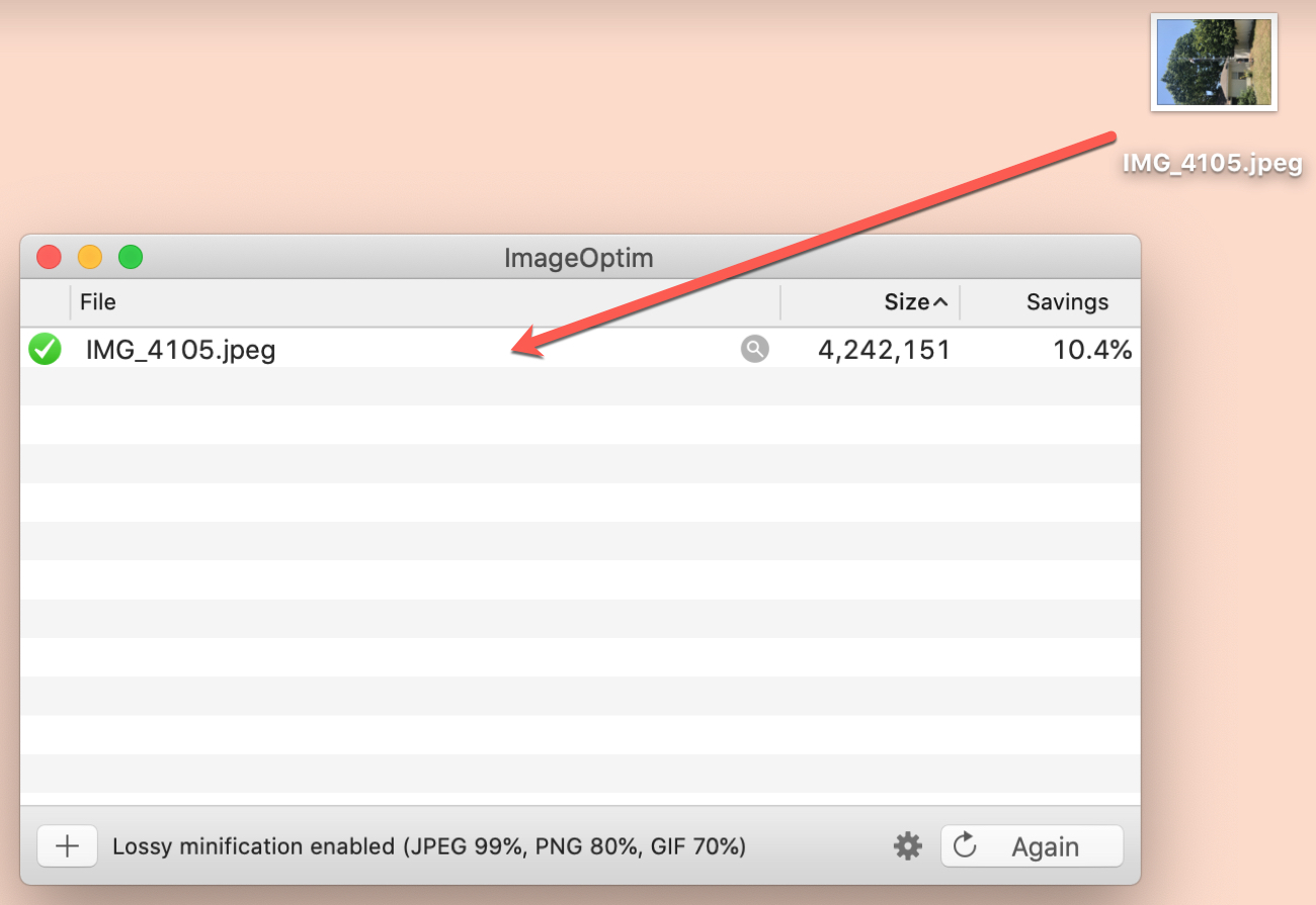 Drag Image to ImageOptim Mac