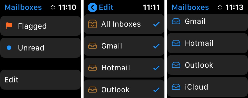 Mail Edit Apple Watch Accounts