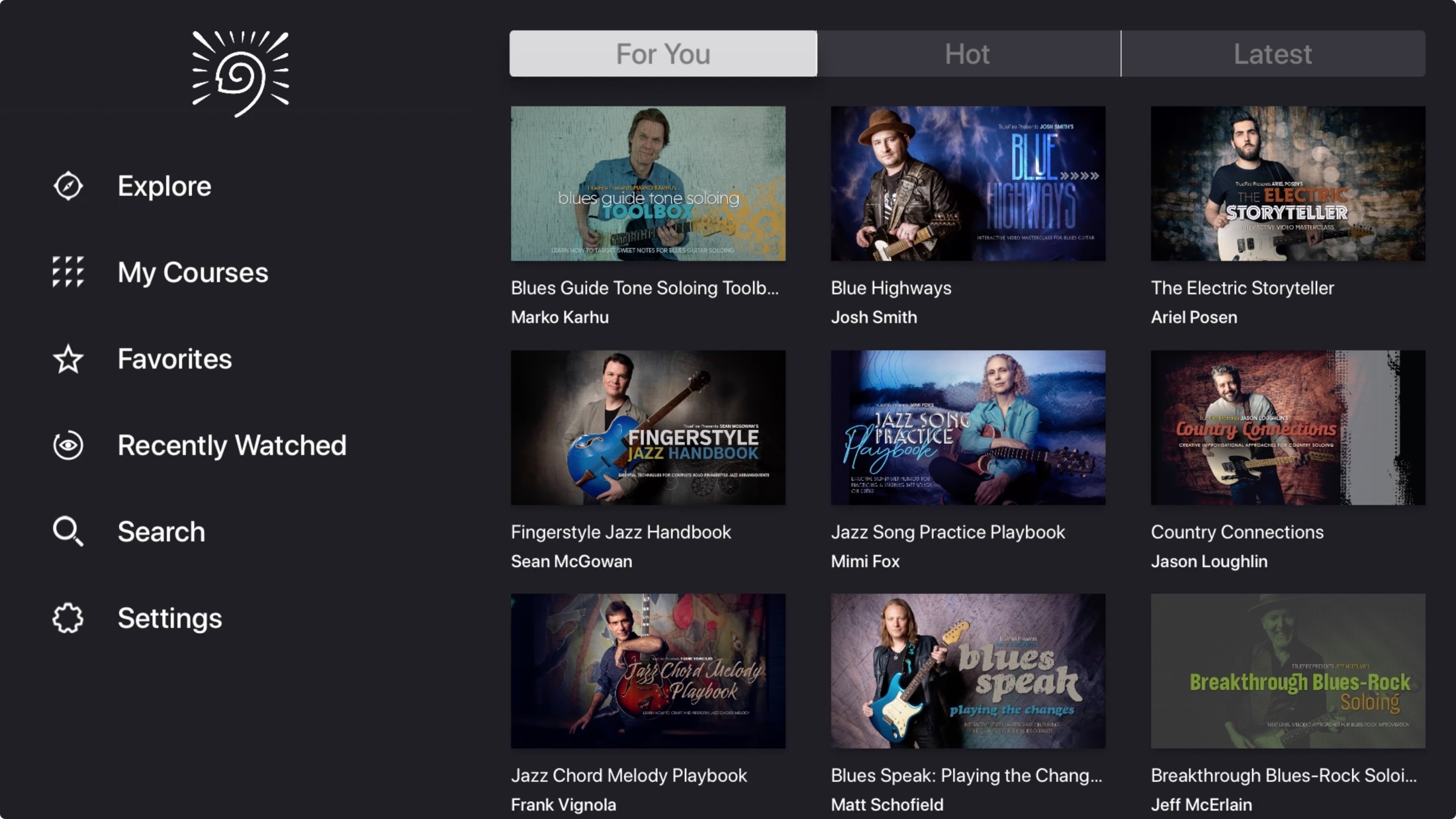 TrueFire Guitar Lessons Apple TV