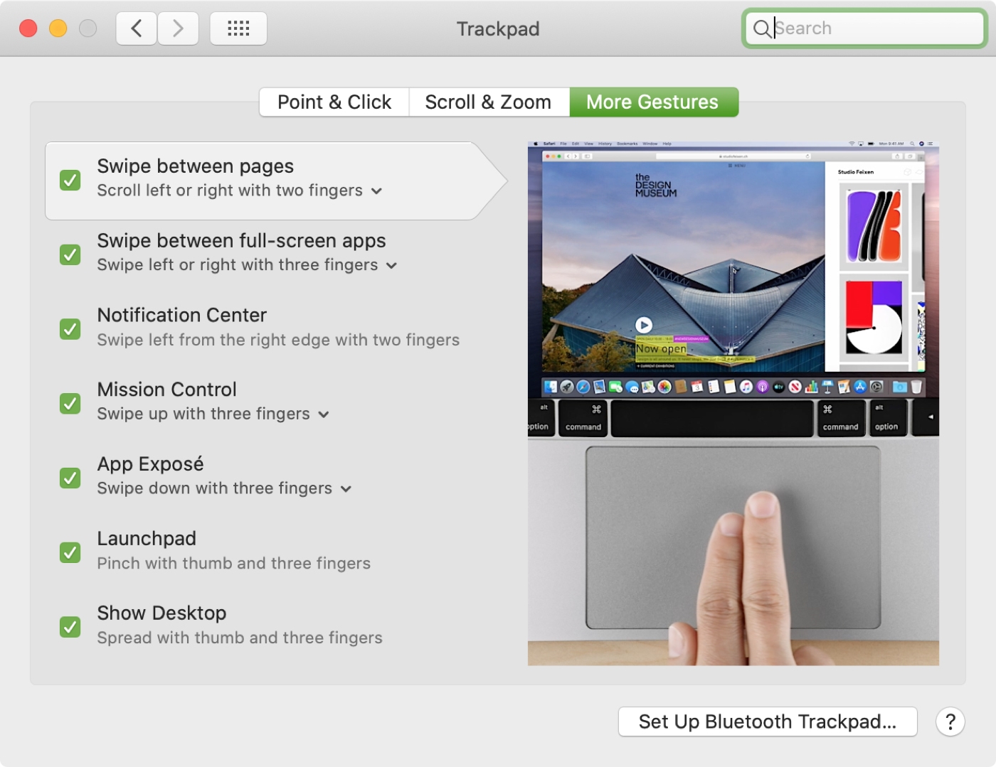 how to edit trackpad gestures mac