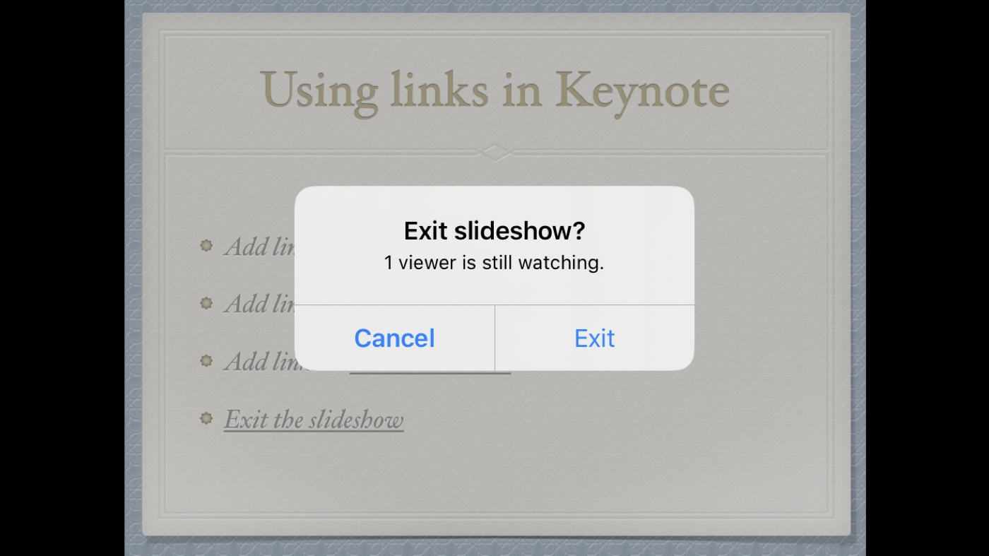 how to exit presentation in keynote