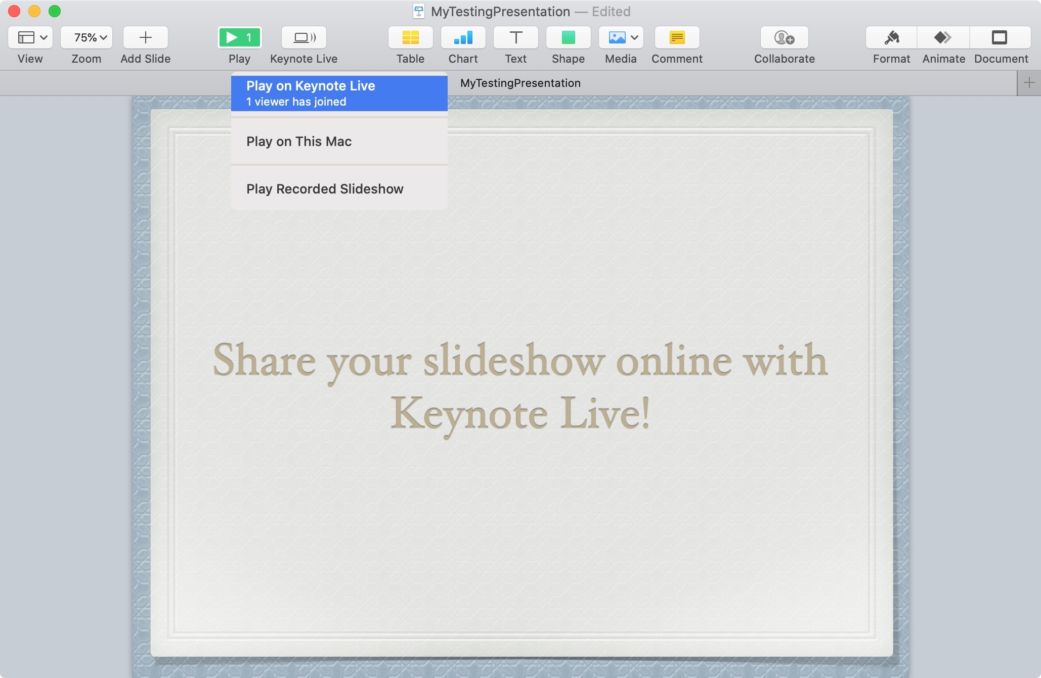 Play Later on Keynote Live Mac